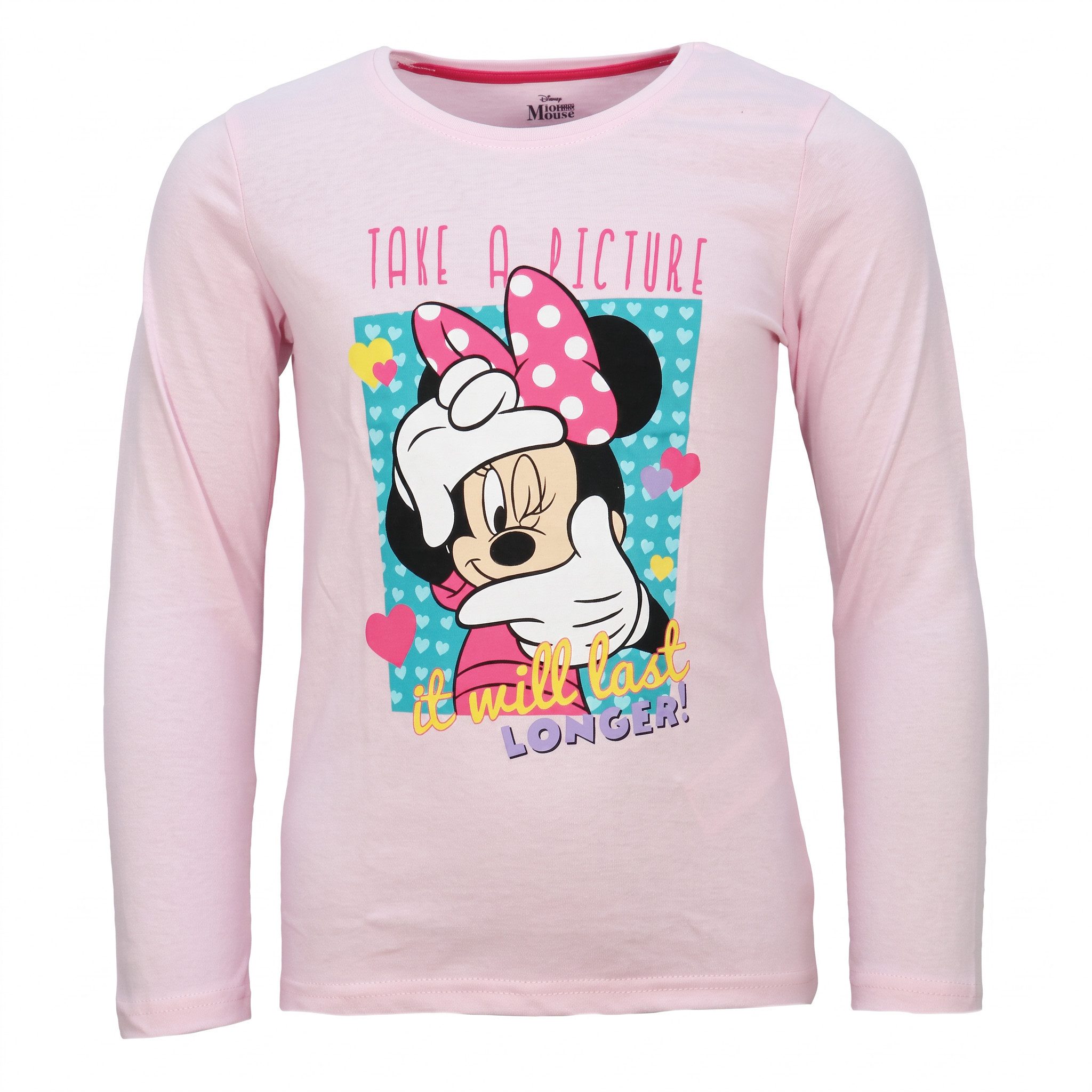 Disney Langarmshirt Disney Minnie Maus Kinder Mädchen langarm T-Shirt Gr. 98 bis 128