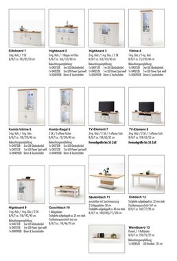 expendio Essgruppe Bruneck 11, (komplette Tischgruppe, Spar-Set, 6-tlg), Pinie weiß Nb. 180(230)x77x100 cm + 4x Stuhl + 1x Polsterbank