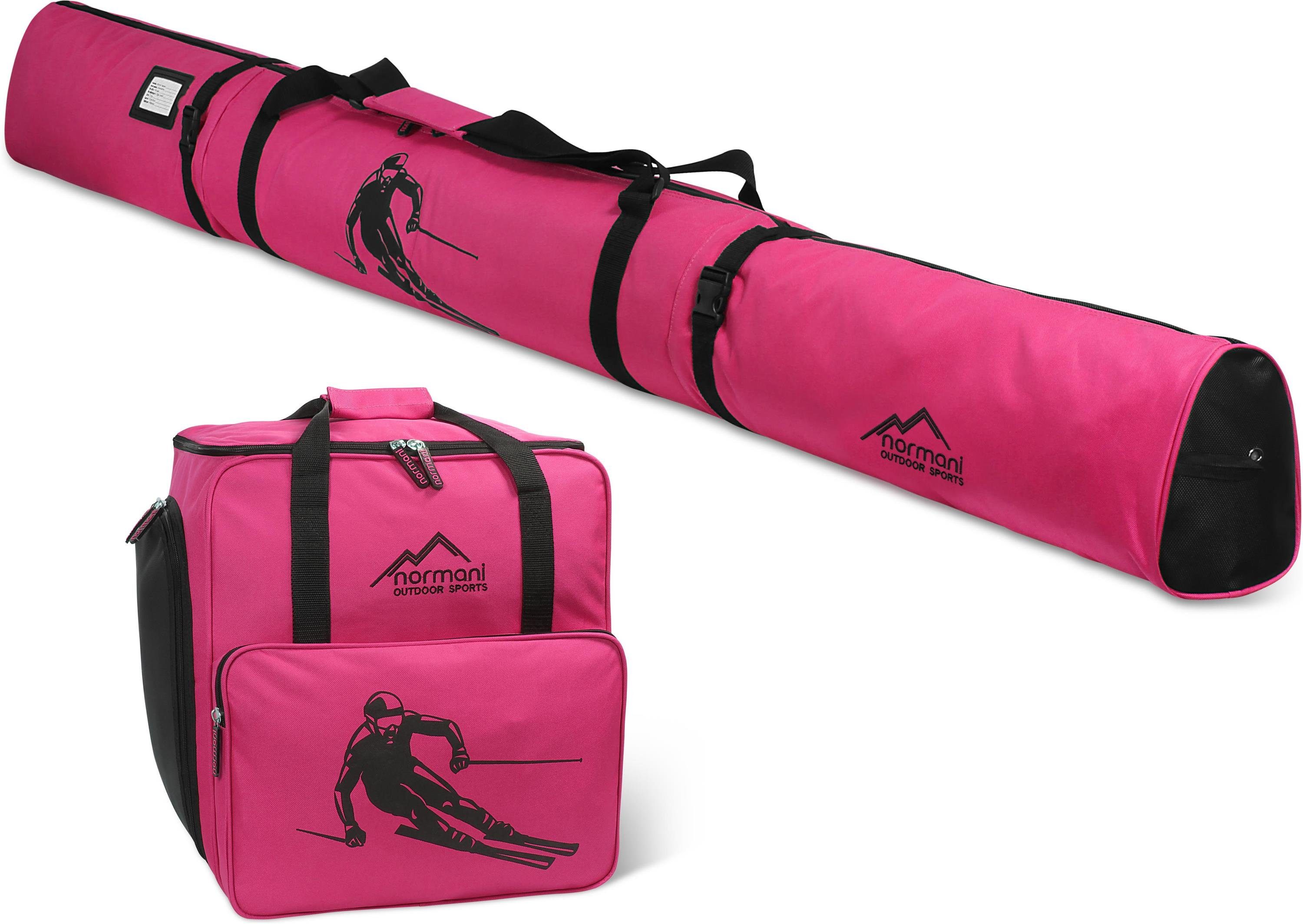 normani Sporttasche Kombiset Skitasche und Skischuhtasche, Skiset Skibag gepolsterte Skitasche Skisack für 1 Paar Ski, Skischuhe und Stöcker Pink