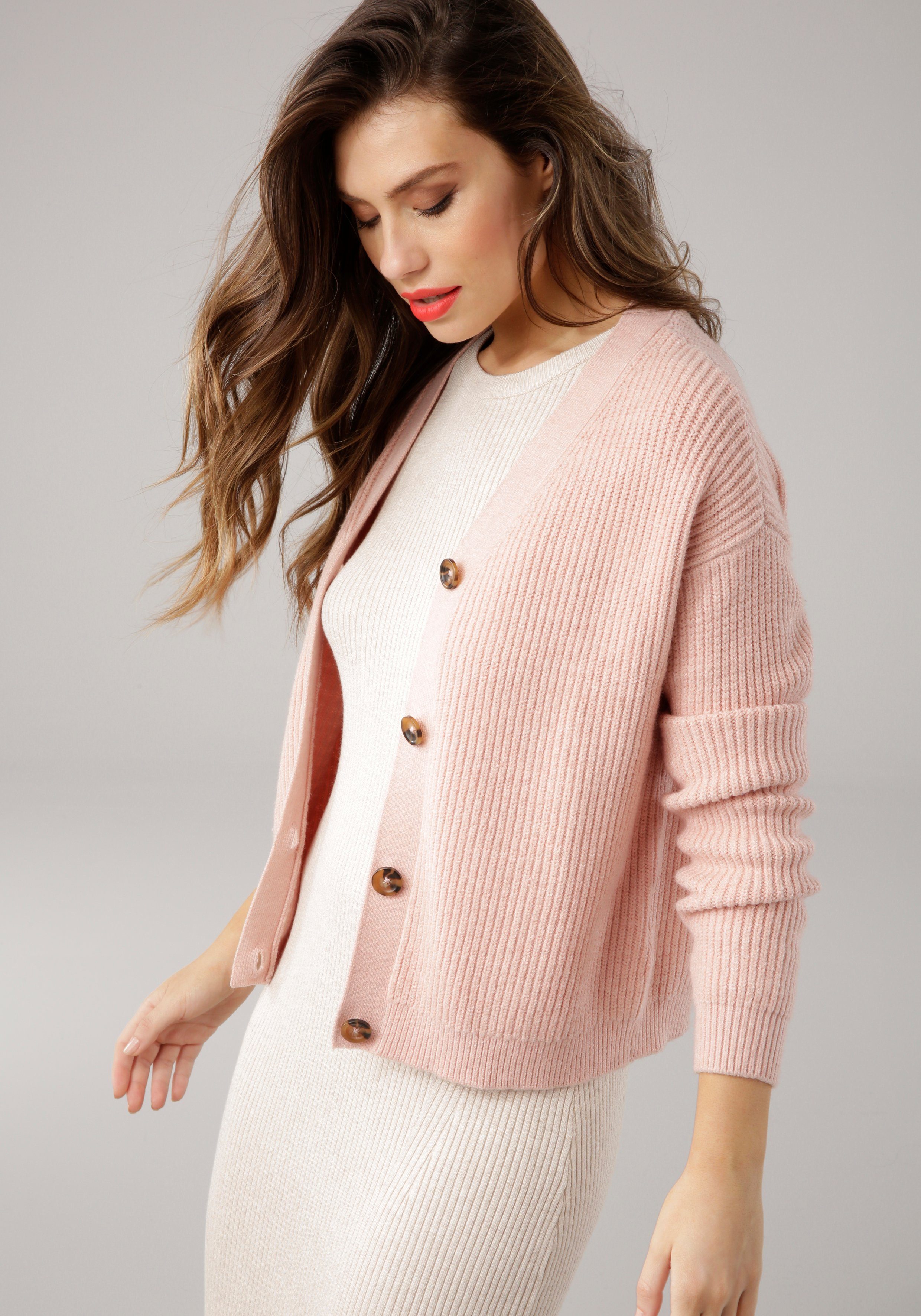 in nachhaltigem rosa Laura Material) Kurzform (aus modischer Cardigan Scott