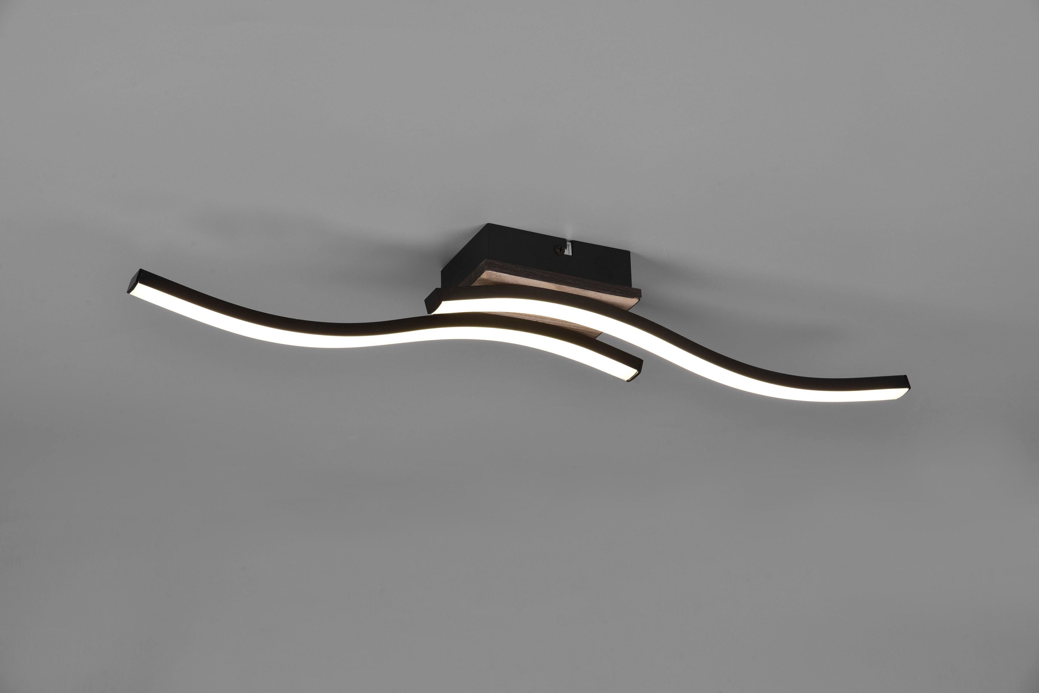 TRIO Leuchten LED 2-flammig, integriert, Route, Lumen LED 2x mit LEDs Deckenleuchte holzoptik moderne fest Deckenlampe 500 Warmweiß