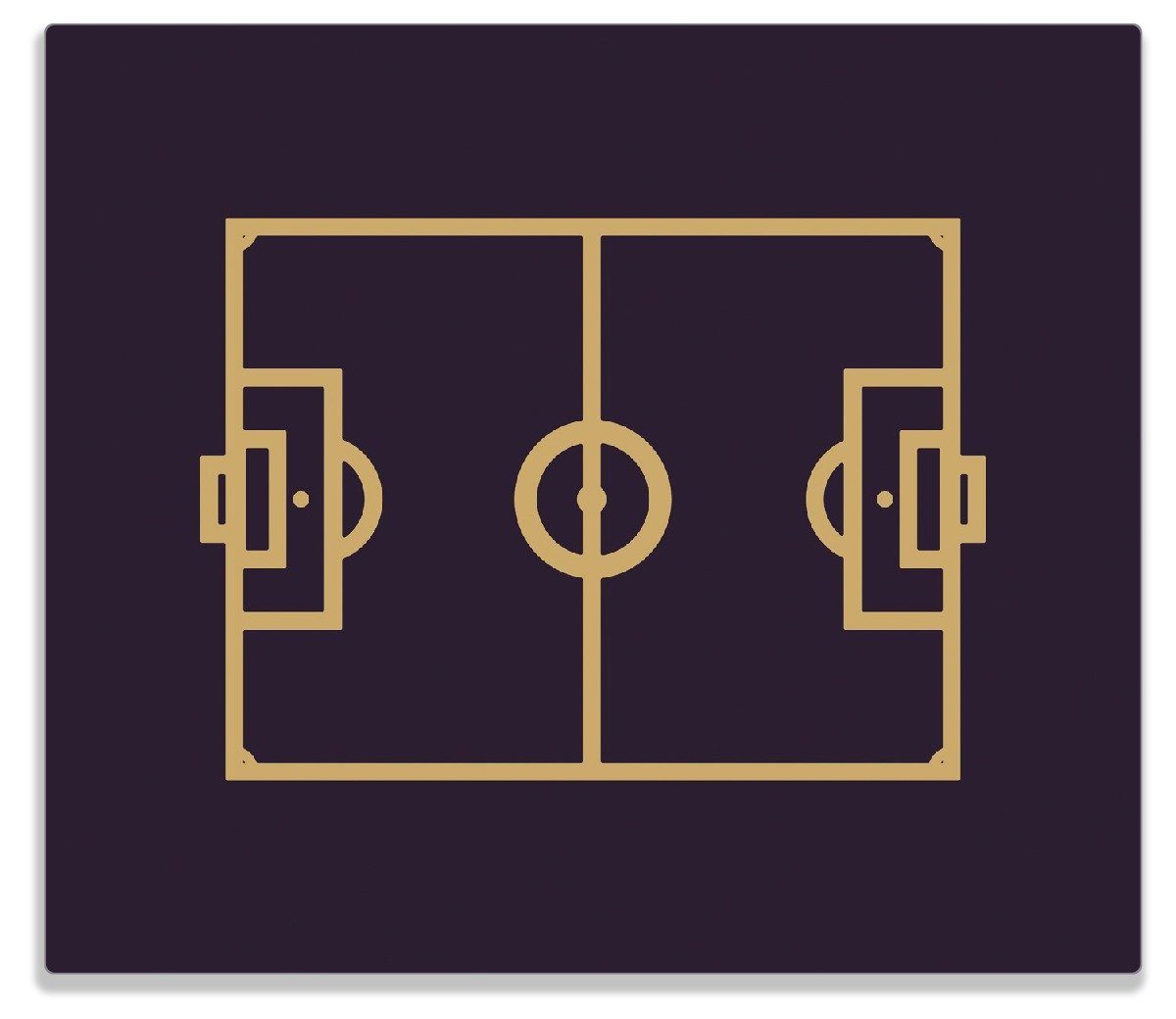Wallario Herd-Abdeckplatte Fußball - Fußballfeld gezeichnet in lila und beige, ESG-Sicherheitsglas, (Glasplatte, 1 tlg., inkl. 5mm Noppen), verschiedene Größen