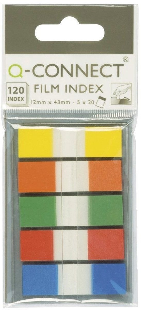 Connect Haftnotizblock Haftstreifen Index 12.5x43mm farbig sortiert VE=5x20 Blatt