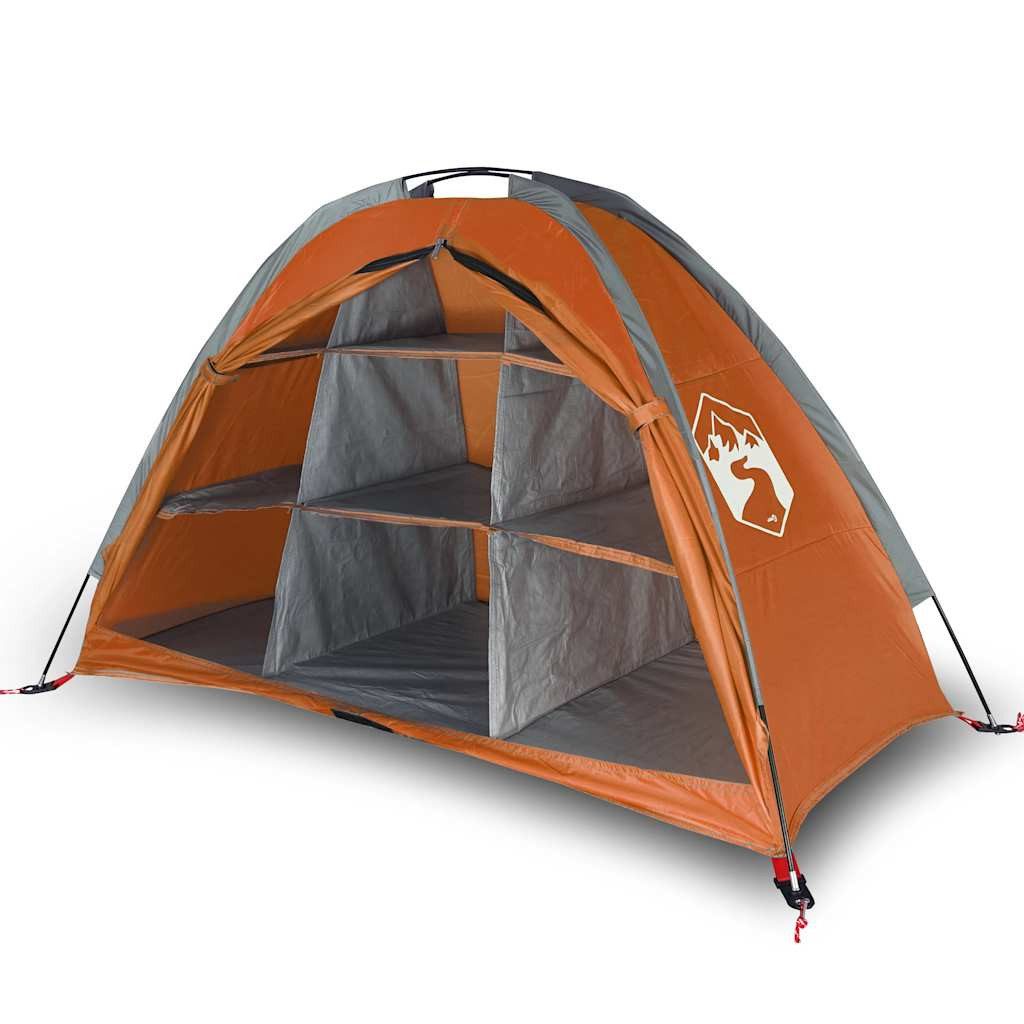 vidaXL Kuppelzelt Camping-Organizer-Zelt 9 Fächer Grau Orange Wasserdicht, günstig online kaufen