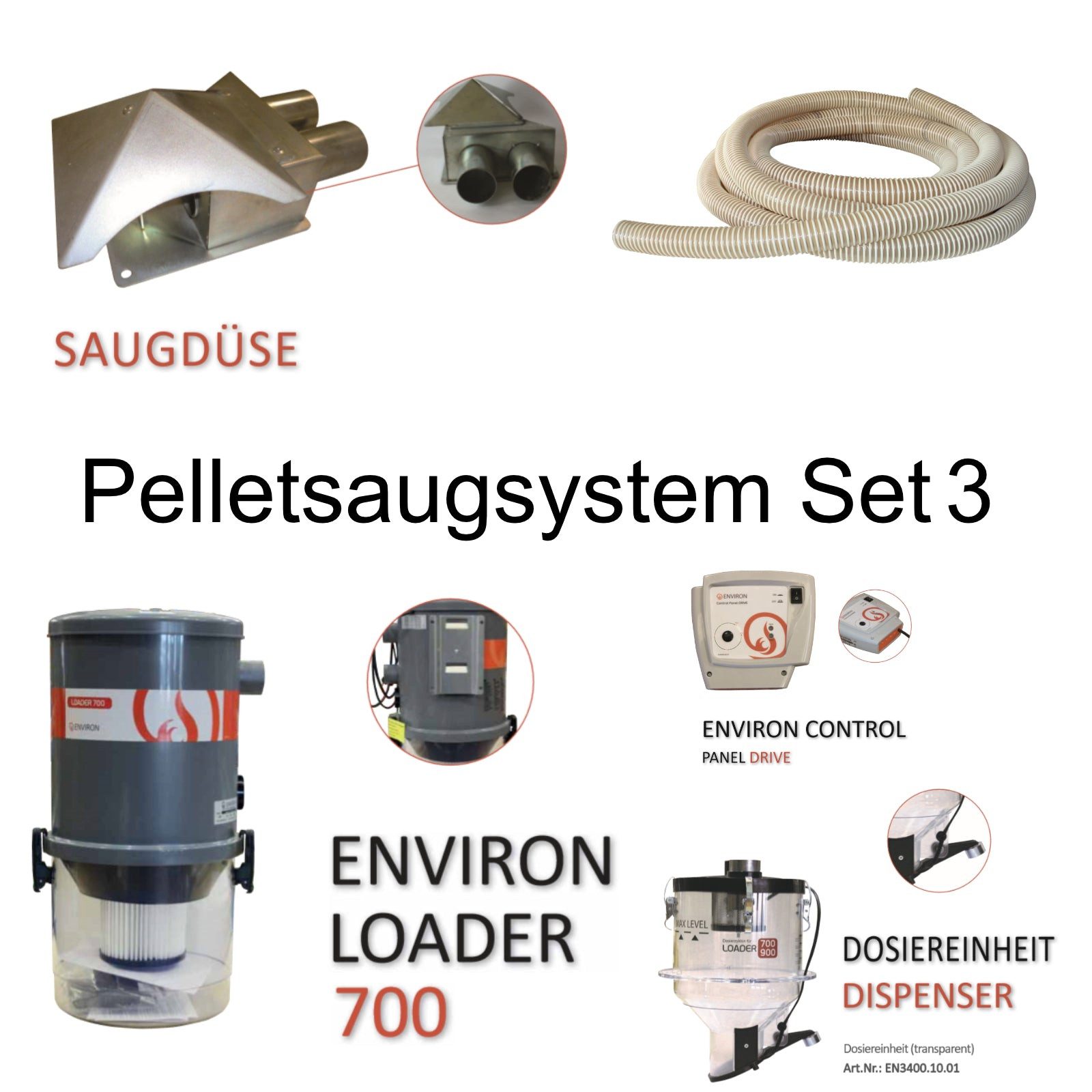 Environ Absaugstation environ Pelletsaugsystem Set 3 – Pelletentnahme mit Saugdüse & Loader