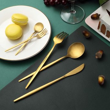 Coisini Besteck-Set 60tlg.Edelstahl Gold Besteckset für 12Personen Spülmaschinenfest (60-tlg), 12 Personen, Edelstahl