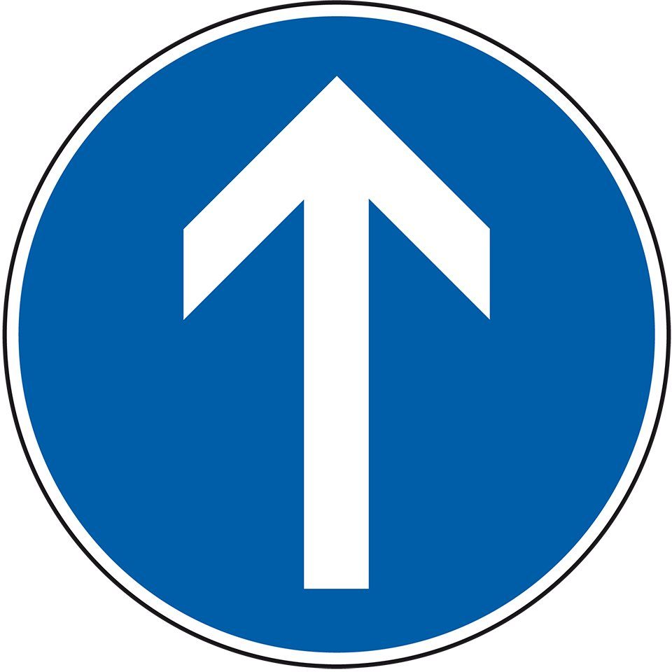 Verkehrsschild VZ Fahrtrichtung geradeaus,Nr.209-30,Alu RA2,reflekt.,Ø 600mm