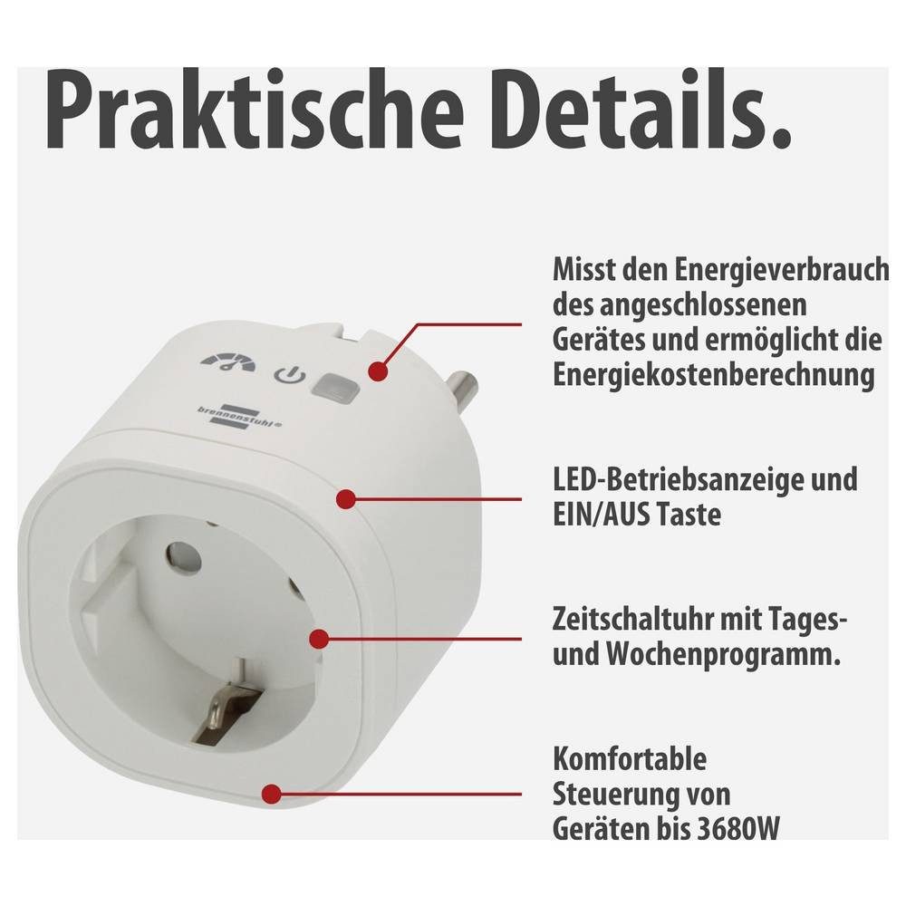 Brennenstuhl Funksteckdose ®Connect WiFi Steckdose mit Energiemessung WAE 3600 XS01 1294880