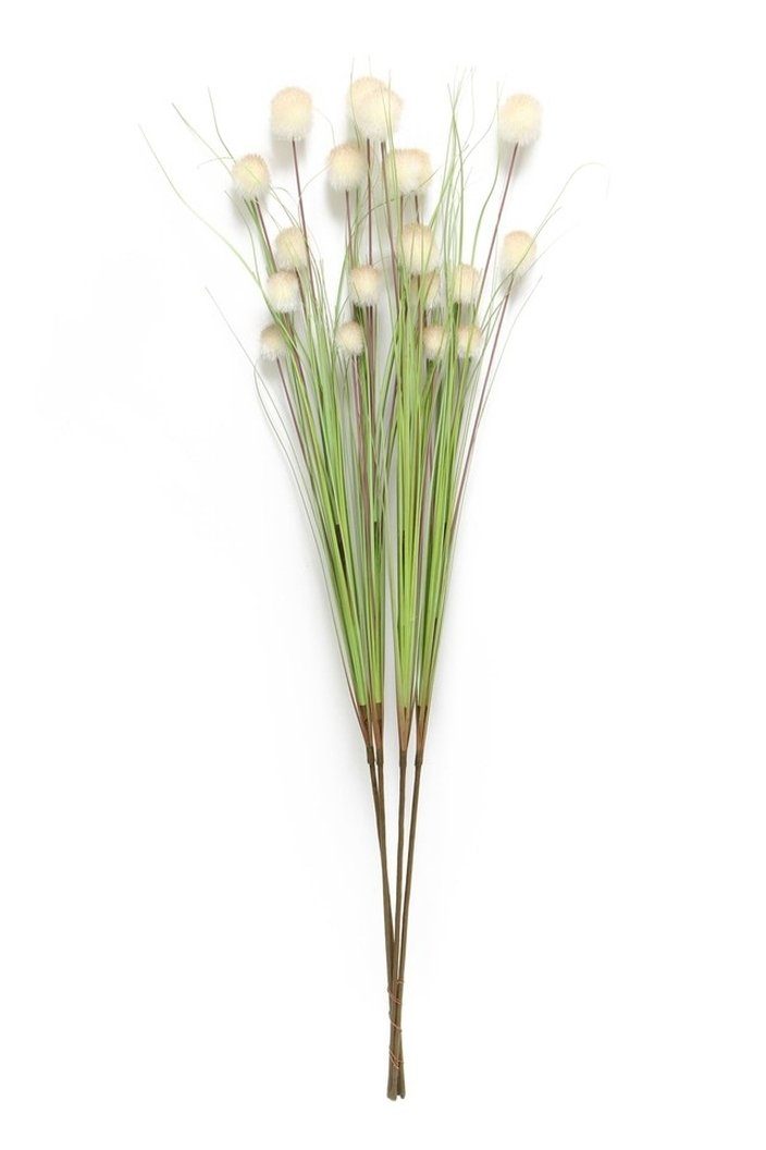 Kunstgras Dekoleidenschaft, Set weißen je 4er 105 "Blütenkugel" Höhe Dekobündel Gras, cm, Kunstgräser mit fluffigen 5 Blütenständen