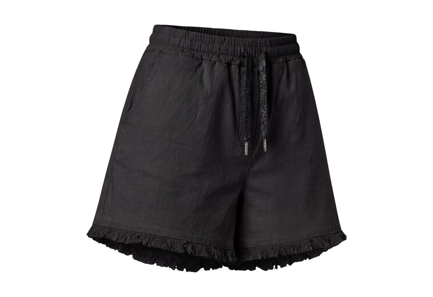 OriginalYou Chinoshorts Sommer Shorts Damen Strand Bermuda Kurze Stretch Hose Stretchgewebe in modernem Knitterlook, elastischer Bund mit Kordelzug