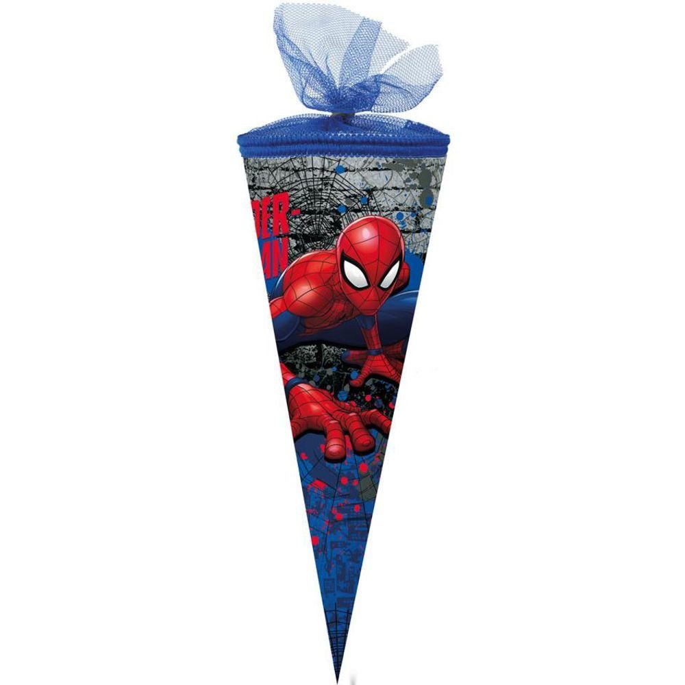 Nestler Schultüte Spider-Man 2018, 22 cm, rund, mit blauem Tüllverschluss