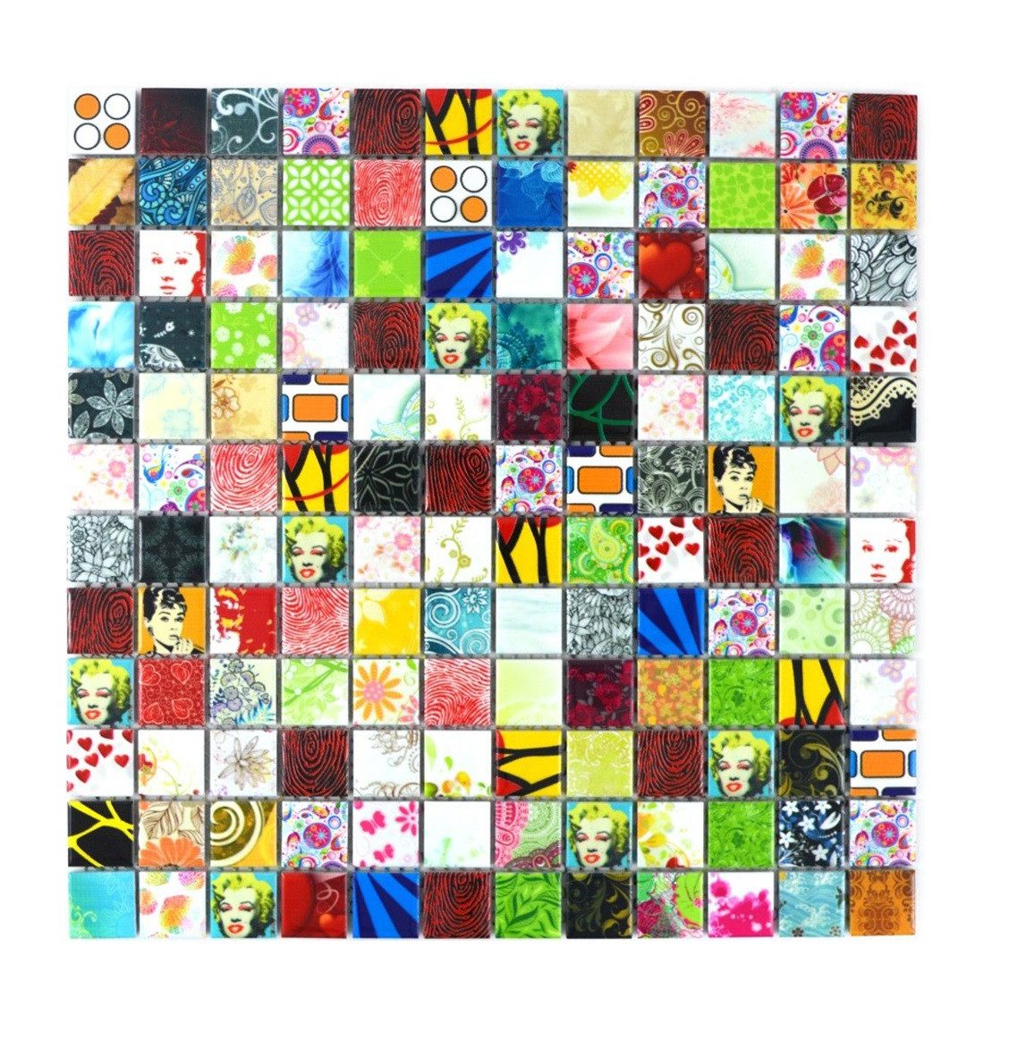 Mosani Mosaikfliesen Keramik Mosaik bunt Mosaikfliese Retro Vintage Mosaikf günstig online kaufen