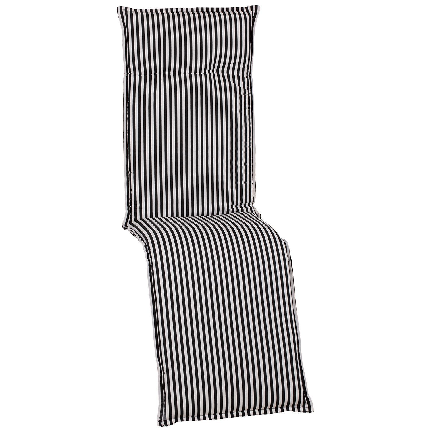 NYVI Sesselauflage Relaxliegenauflage Piemont 171x46cm mit 8cm Polster Auflage Relaxliege, (1 St), Auflage für Relaxsessel, UV-Fest, Befestigungsband, Atmungsaktiv Schwarz / Weiß