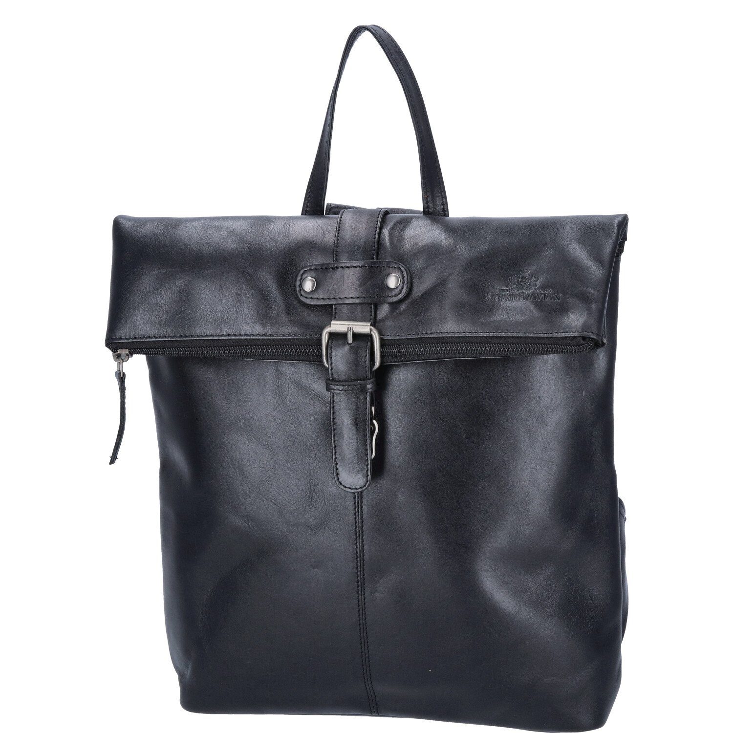 The Skandinavian Brand Freizeitrucksack The Skandinavian Brand Leder Rucksack COW OILY WAXY Black (1-tlg)