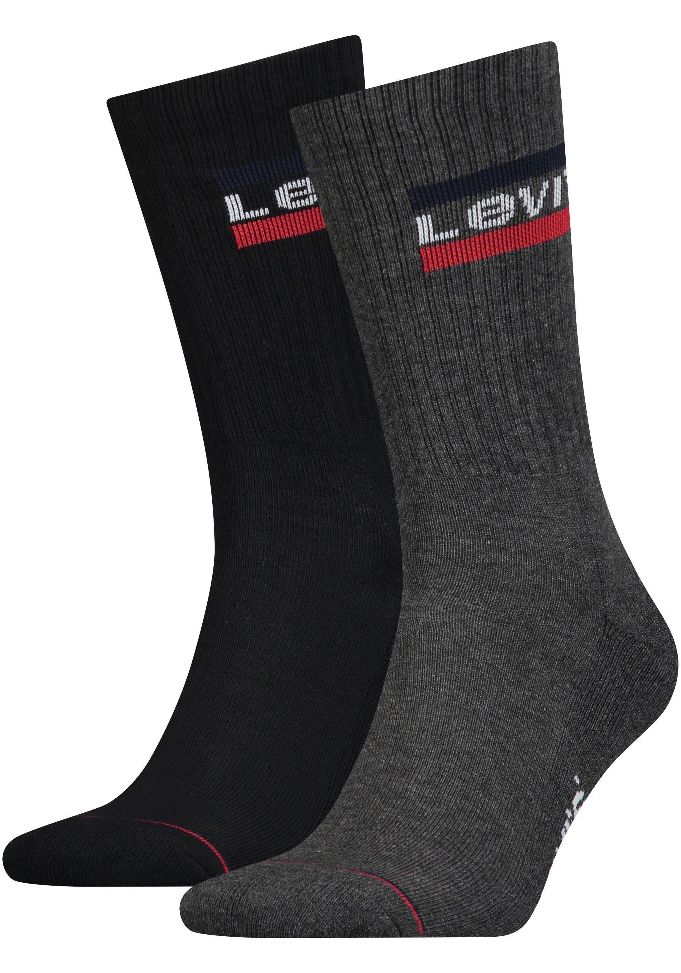 CUT Sportsocken black 2P grey REGULAR mid (Packung, / 2-Paar) LEVIS LOGO Levi's® SPRTWR