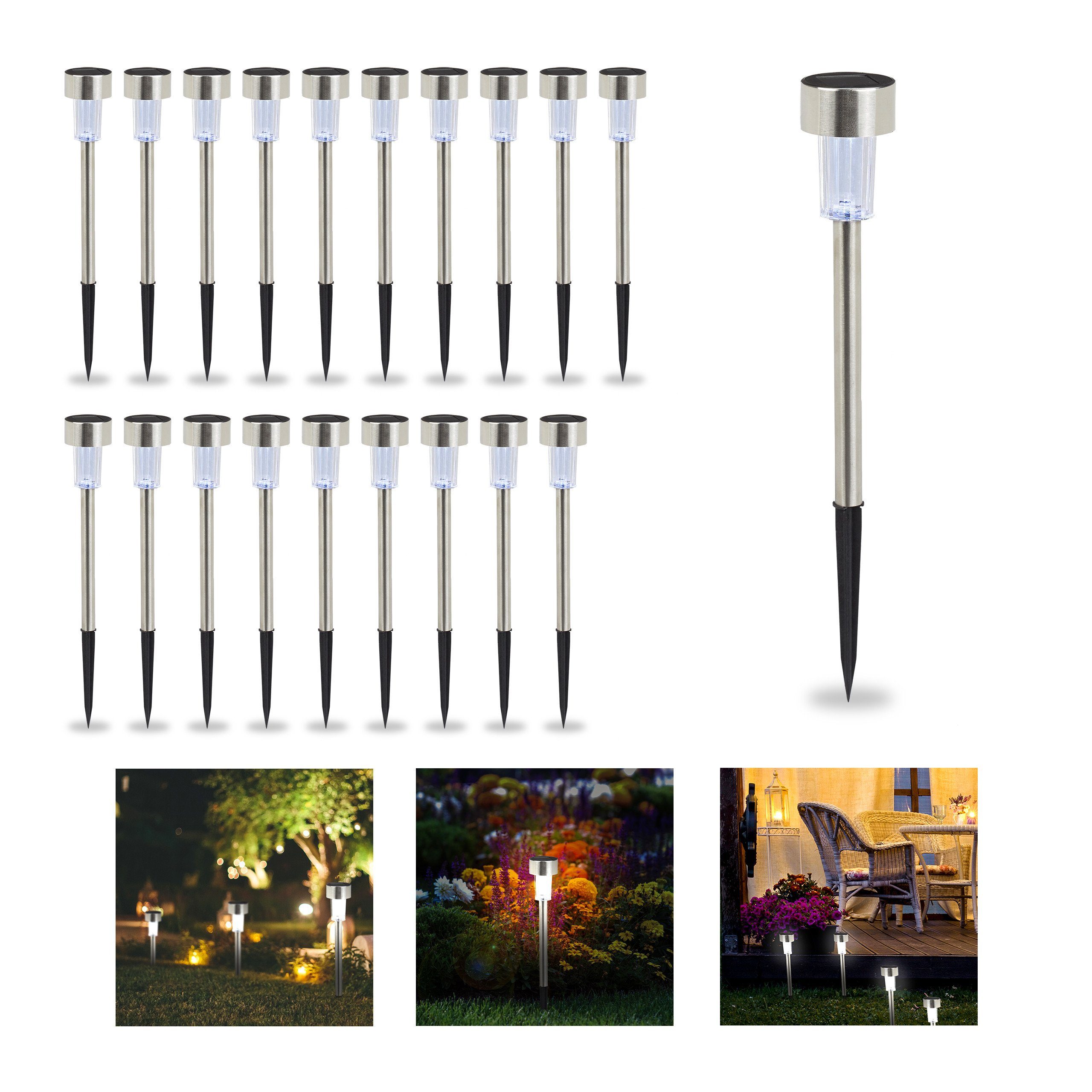 relaxdays Gartenleuchte 20 x LED Solarleuchte weißes Licht