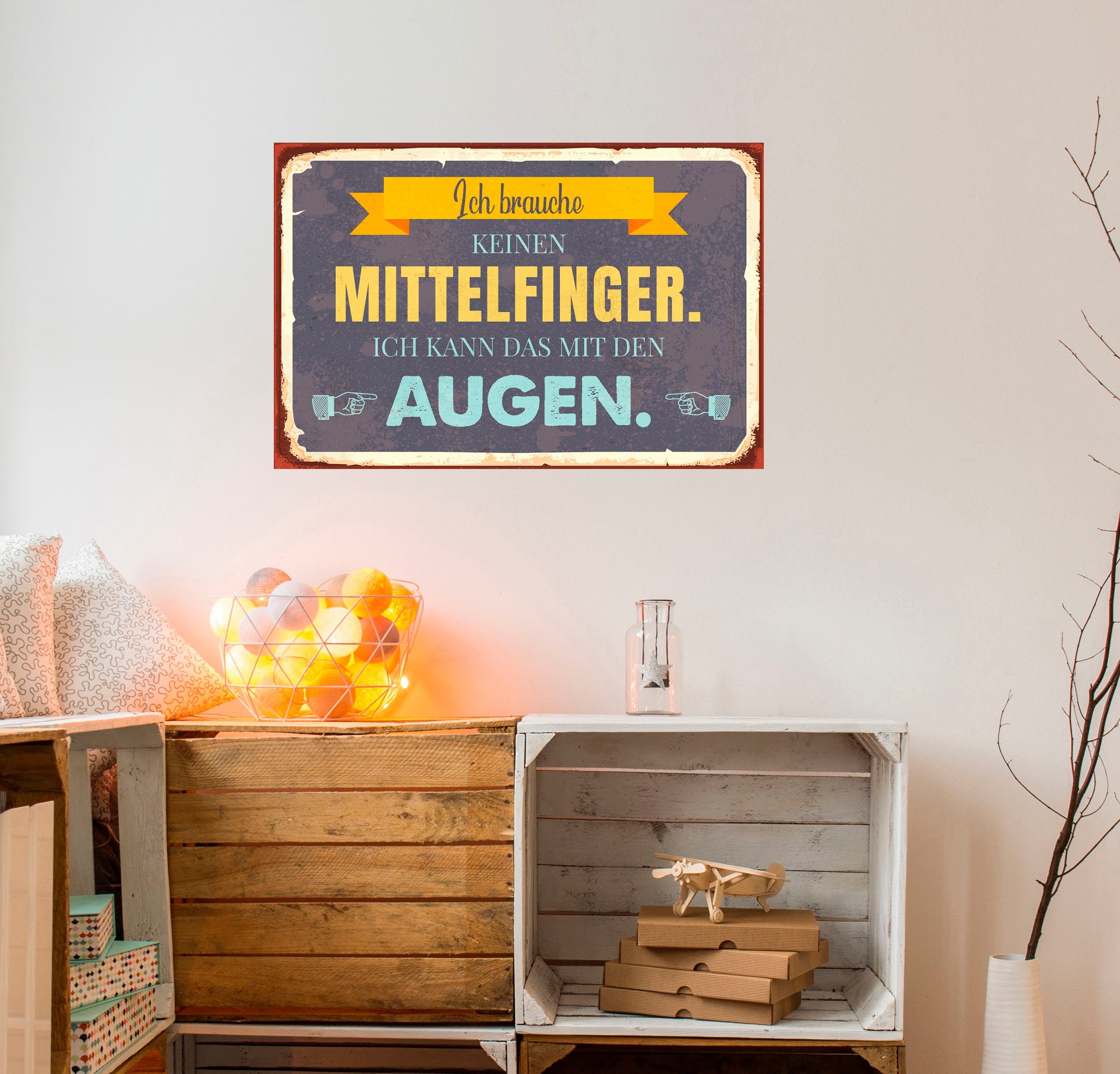 queence Metallbild Mittelfinger, Schriftzug, Schriftzüge (1 St), Stahlschilder