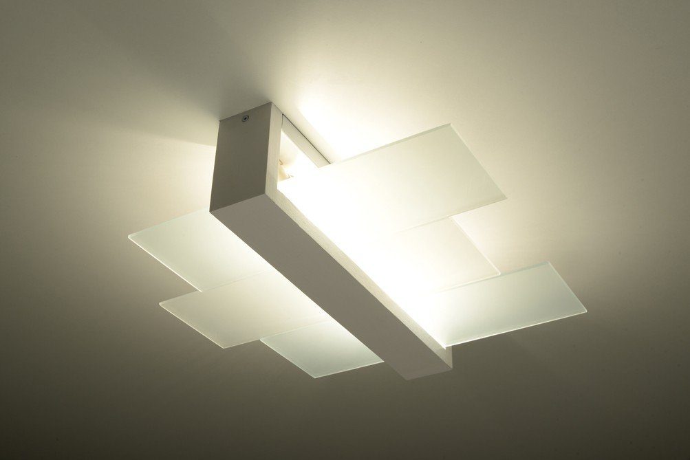 Licht-Erlebnisse Deckenleuchte LEDA, ohne Leuchtmittel, modernes Design Holz Flur Deckenlampe Innen Glas Moderne Weiß