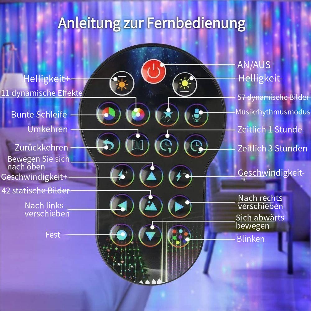 PRIISF LED-Lichtervorhang LED-Lichterkette RGBIC Smart Lichternetz Weihnachten Innen Dekoration, Programmierbar Smart Vorhangschnur Lichterkette App hängende Fee Licht