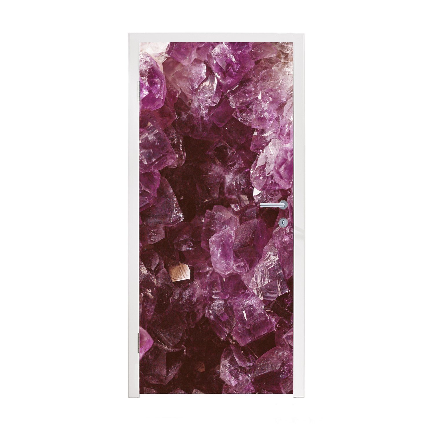 MuchoWow Türtapete Edelsteine - Amethyst - Kristalle und Edelsteine, Matt, bedruckt, (1 St), Fototapete für Tür, Türaufkleber, 75x205 cm