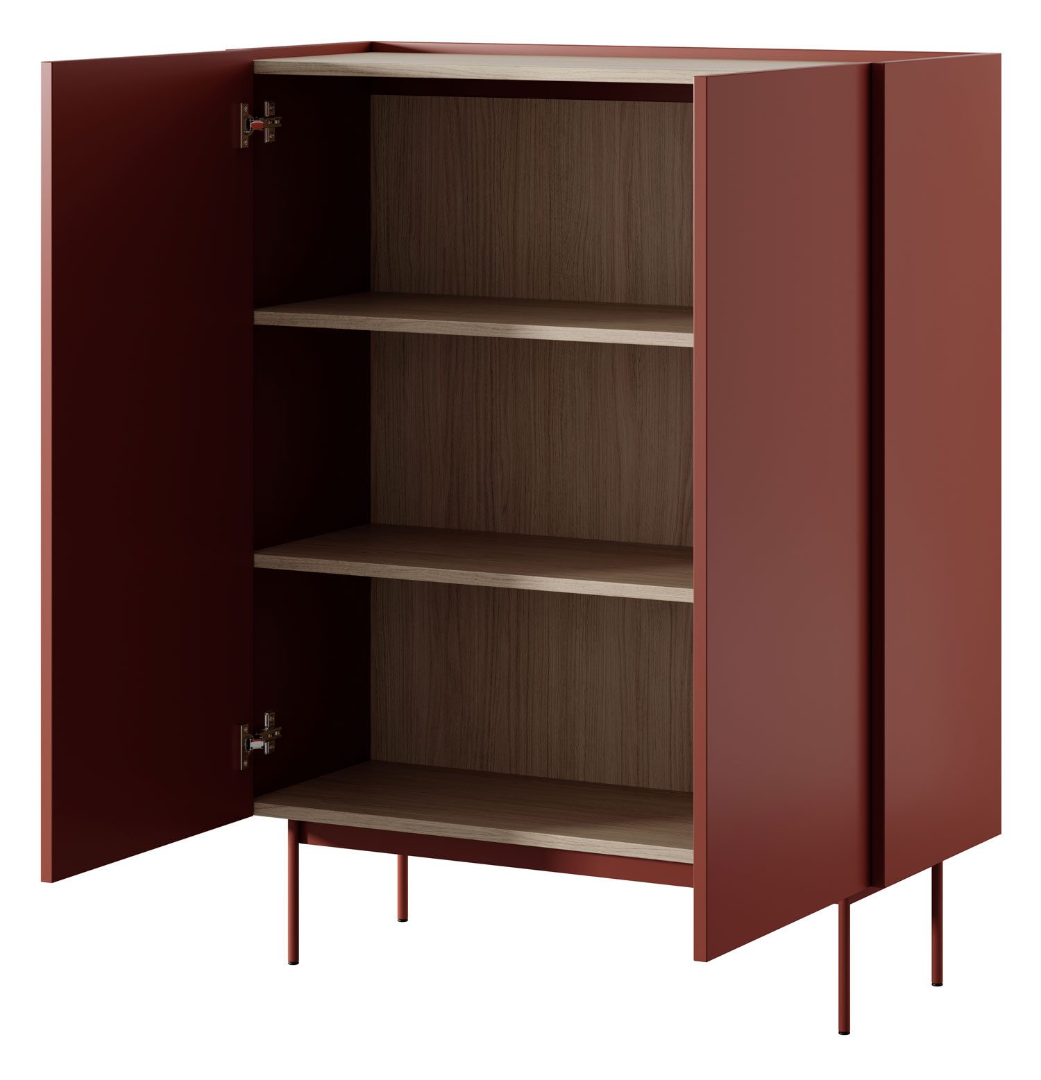 Feldmann-Wohnen Highboard Color (Color, 1 St., Highboard), 97x37x122cm Keramikrot, Eiche Linea, grifflos