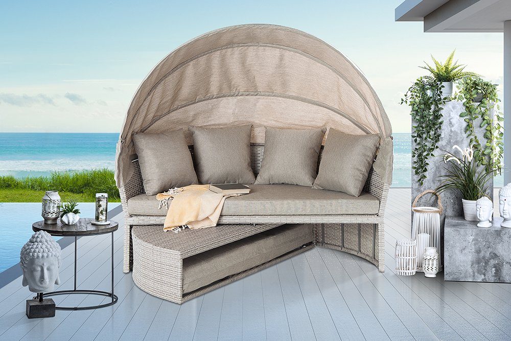 / Loungebett LIVING natur PLAYA beige, 2 Teile, Kissen 165cm Sitzfläche drehbarer und inkl. riess-ambiente