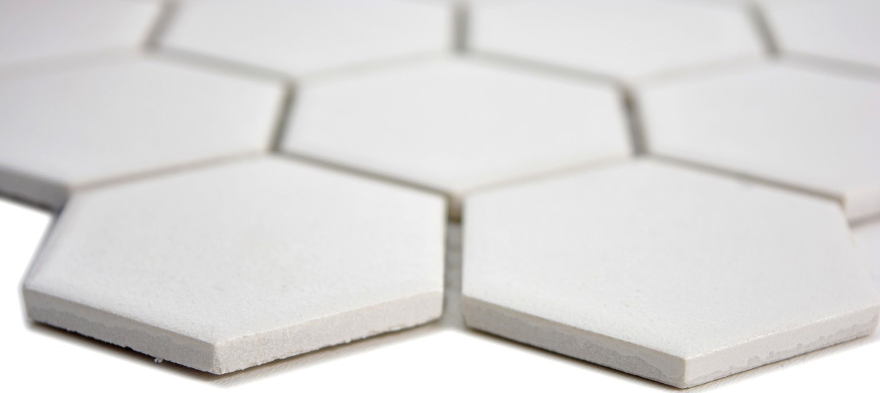 Mosani Bodenfliese Hexagonale Mosaik Fliese Keramik weiß rutschsicher Bodenfliese