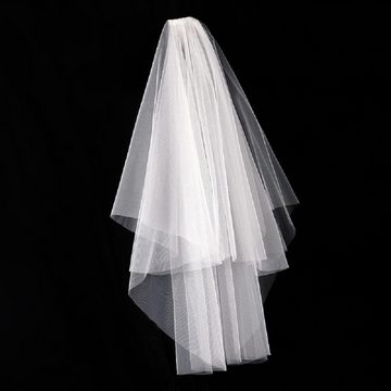 UNDOE Schleier Kopftuch doppellagiger weißer Brautschleier, Brautkopfschmuck