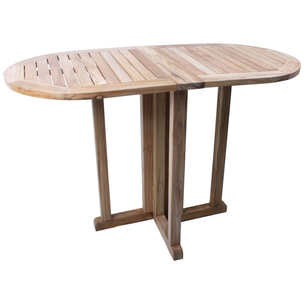 Lomadox Gartentisch HGA-120, Balkontisch, oval, klappbar, Teakholz, ca. 120x60 cm