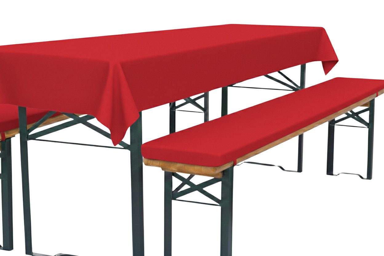 TexDeko Bankauflage Bierbankauflagen-Set mit Tischdecke 100x250cm (universal) 3TLG Set, (Set, 2x Auflage + 1x Tischdecke), blickdicht & waschbar