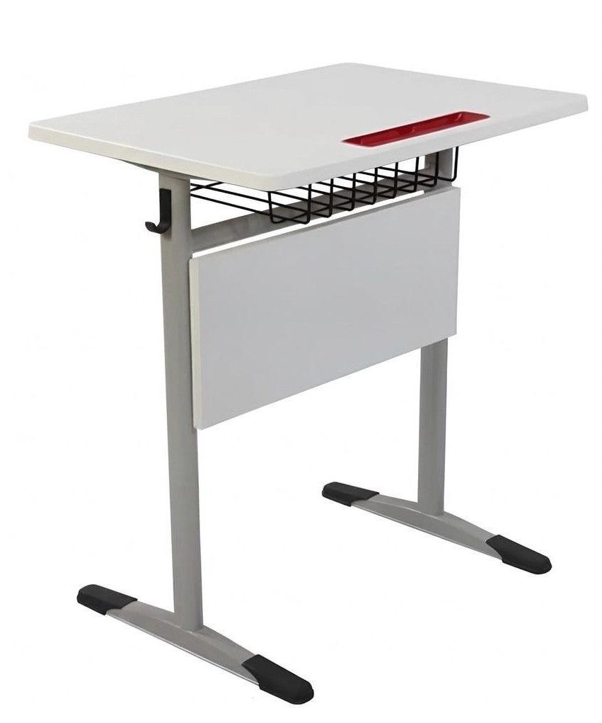 Xlmoebel Kinderschreibtisch Platzsparendes Schreibtischset für Schüler mit Stuhl in Grau-Rot (Schreibtischset, 2-St., Schreibtischset mit Stuhl), Made in Europa