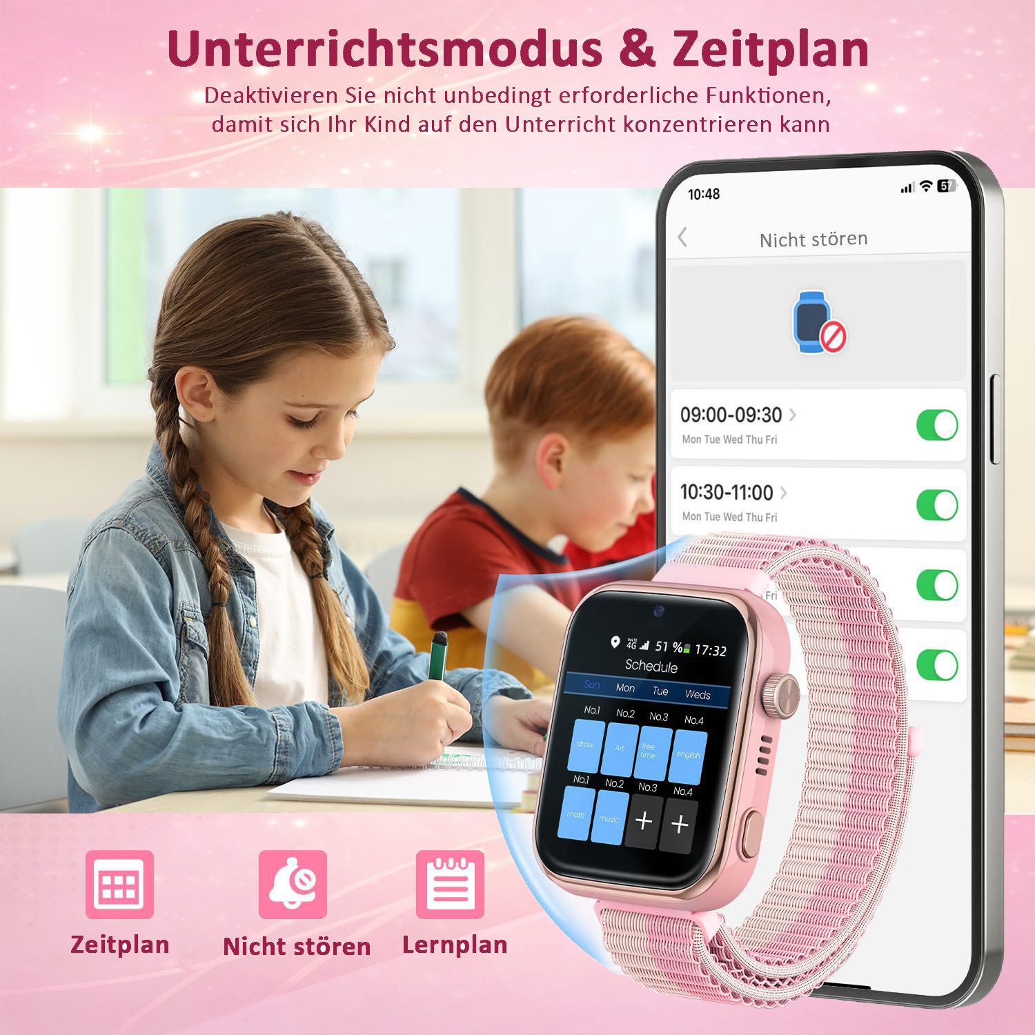 SWGOTA 4G Kinder Smartwatch mit Telefonfunktion und GPS, SOS,Zwei-Wege-Anrufe Smartwatch, Kindersmartwatch mit WLAN, Bildkompetenz für 4–12 Jungen und Mädchen – Bild 5 von 5