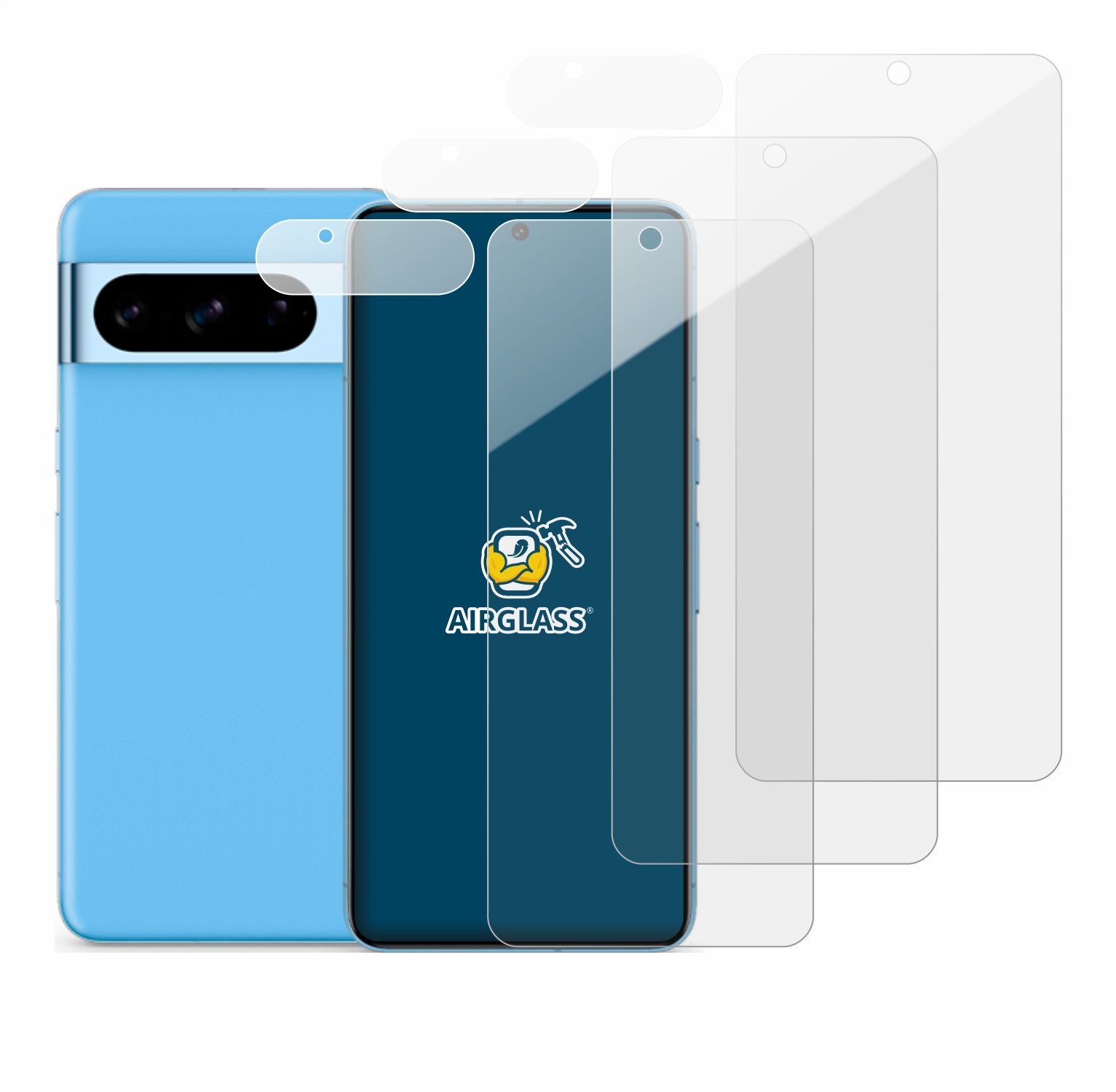 BROTECT Displayschutzglas Folie für Google Pixel 8 Pro (Display+Kamera), 3 Stück, Schutzfolie Glas Panzer Display Schutz klar – Bild 2 von 5