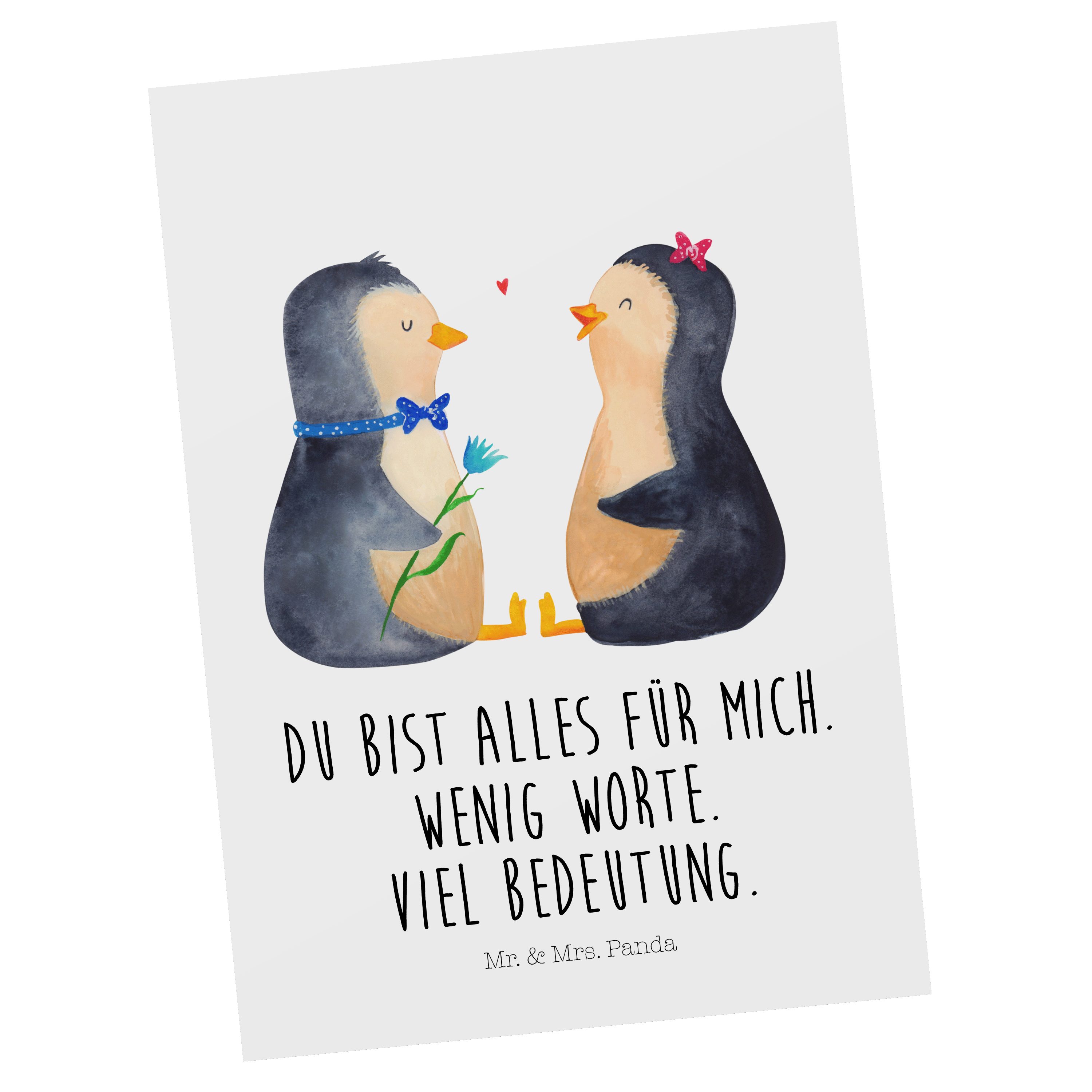Geburtstagska Mr. Hochzeit, Geschenk, Postkarte Mrs. - Pinguin Weiß - Pärchen & Grußkarte, Panda