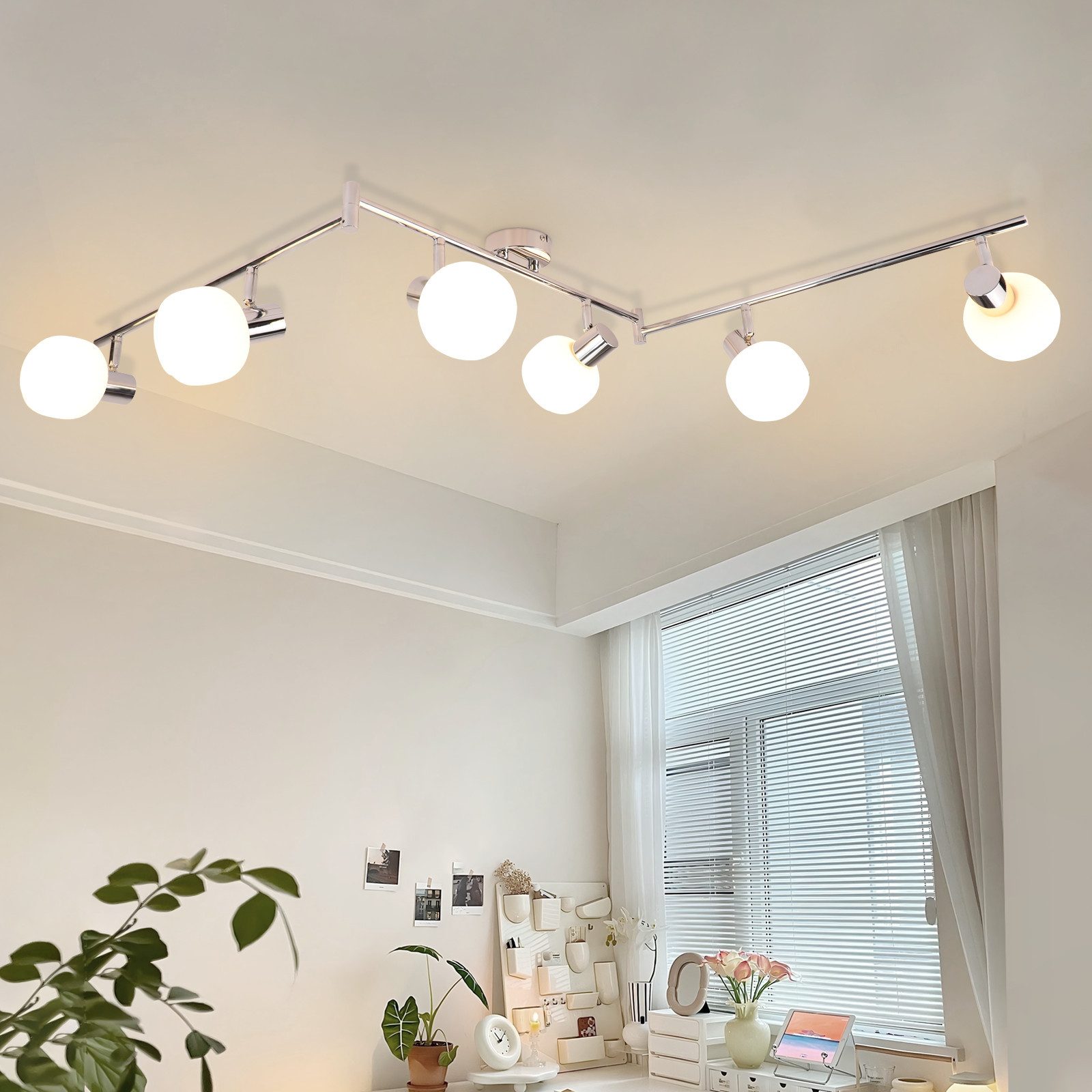 ZMH Deckenstrahler 6 Flammig Deckenleuchte E14 Morden Schwarz/Weiß Glas Woh günstig online kaufen