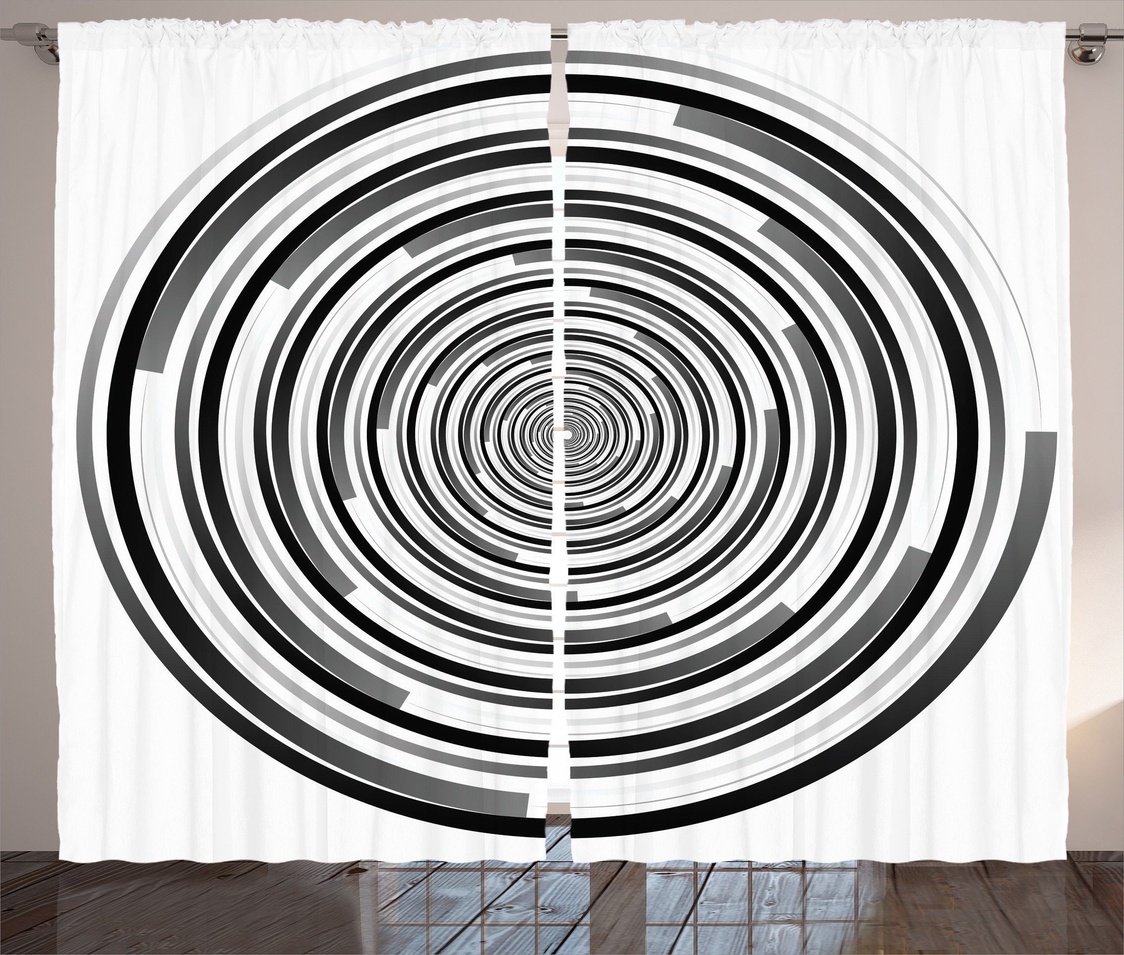 Vorhang Schlaufen Spiralen Kräuselband und Gardine Schlafzimmer Stoff mit Abstrakte Haken, Kunst Abakuhaus,