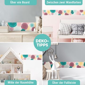 lovely label Bordüre Rosetten mehrfarbig - Wanddeko Kinderzimmer, selbstklebend