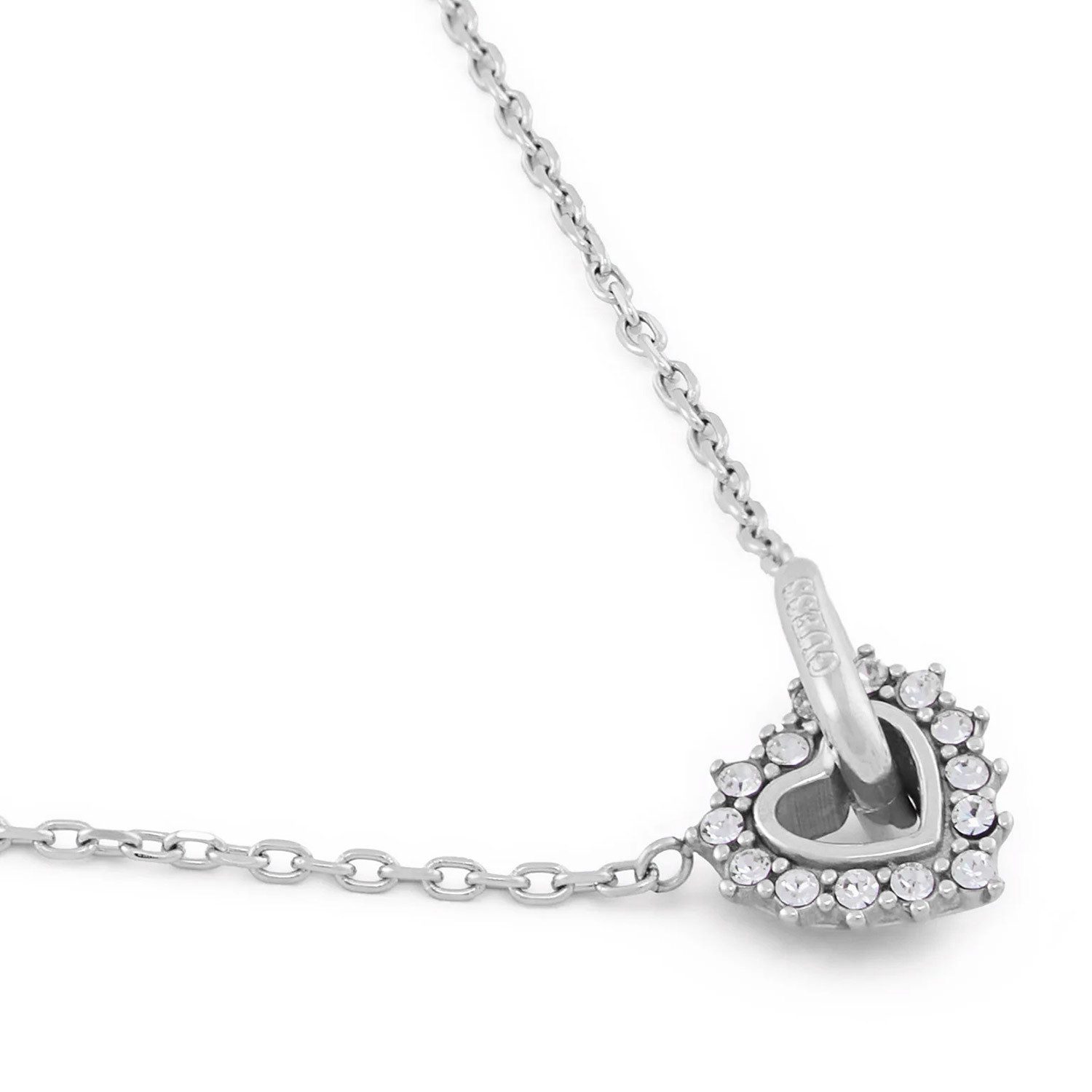 Guess Herzkette JUBN05533JWRH, für Damen-Kette Herz Kristalle Silberfarben