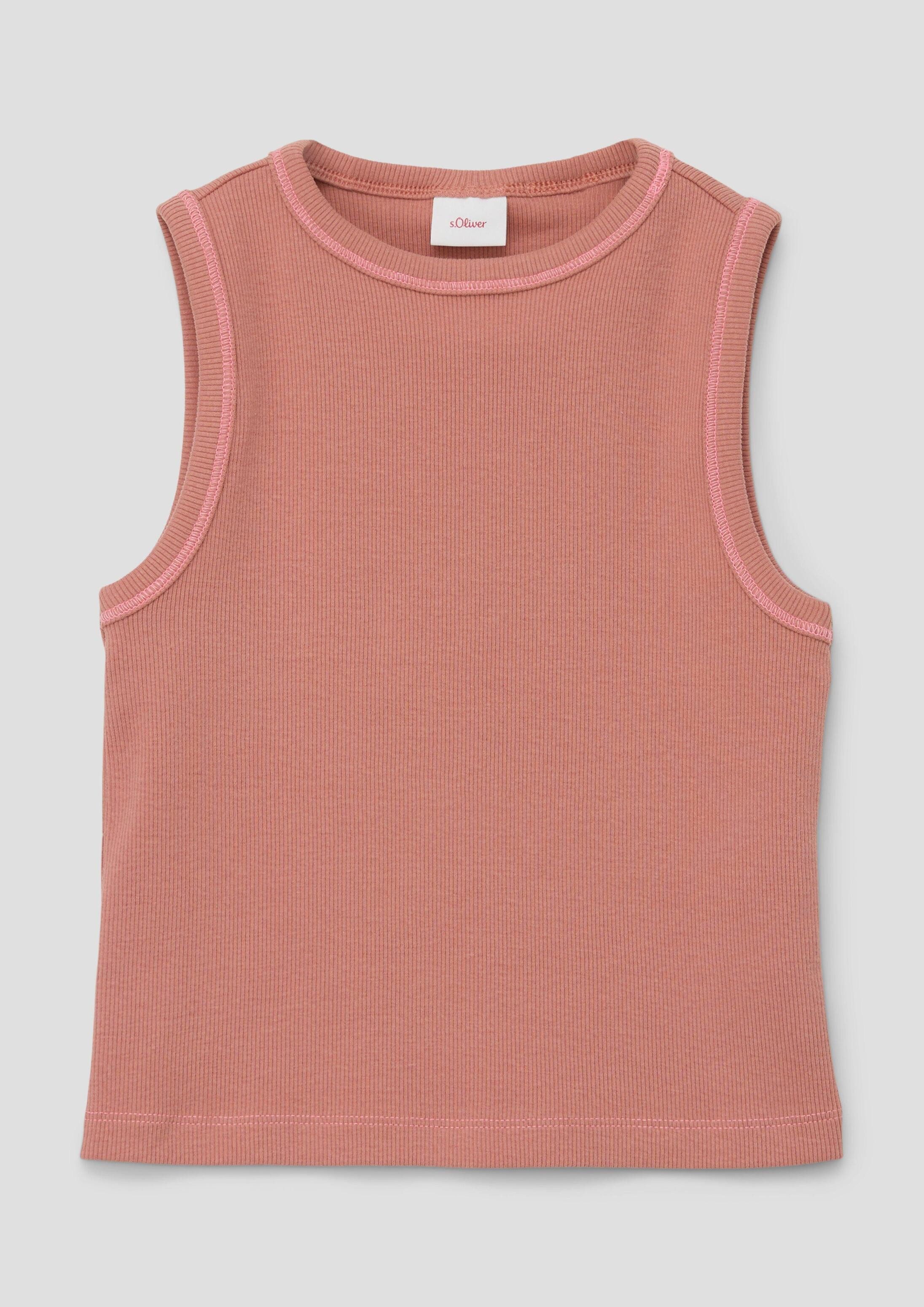 s.Oliver Muskelshirt T-Shirt Geripptes Tanktop mit Ziernähten