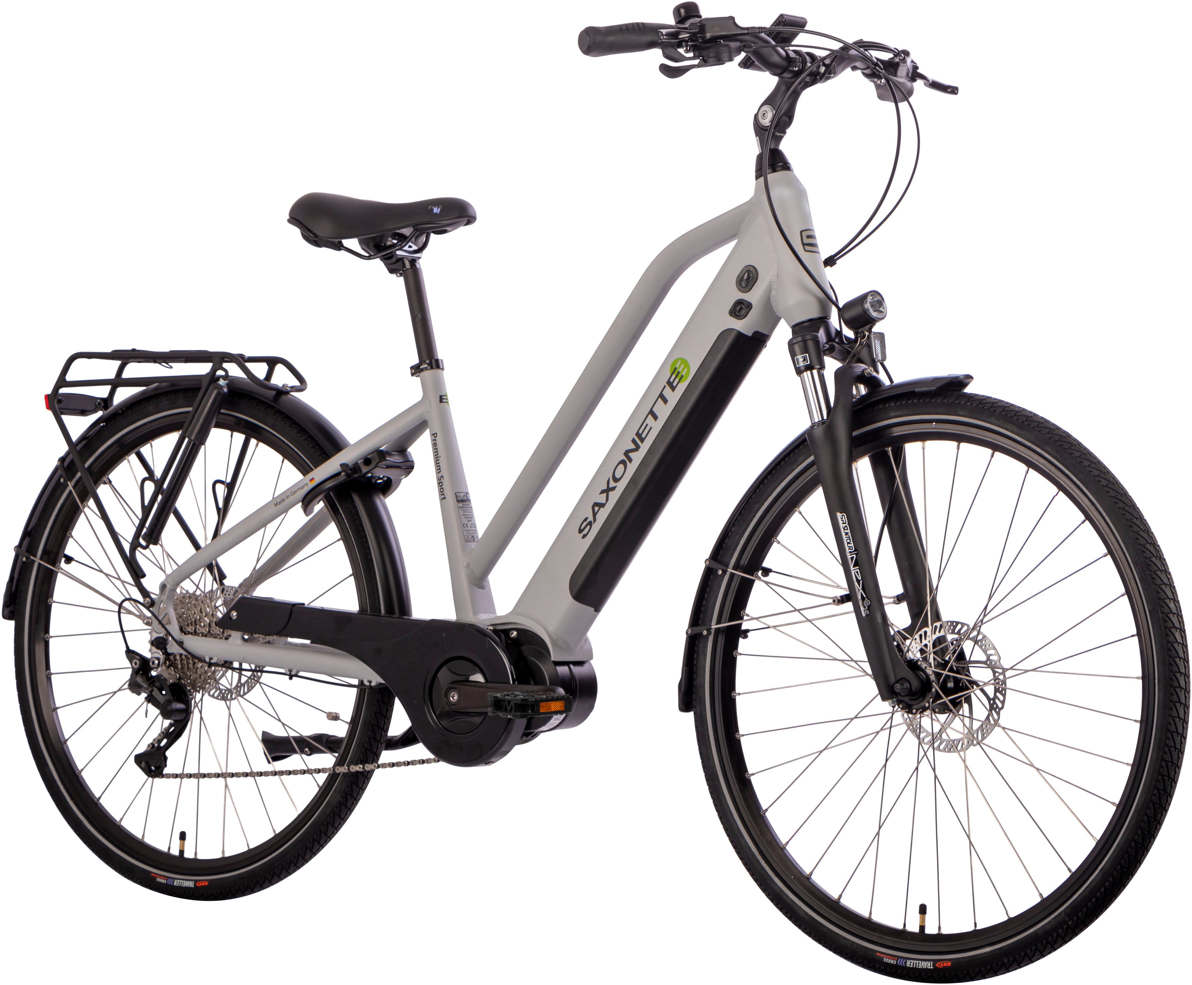 SAXONETTE E-Bike Trekkingrad Premium Sport (Trapez), 10 Gang, Kettenschaltung, Mittelmotor, 522 Wh, Pedelec, Elektrofahrrad für Damen