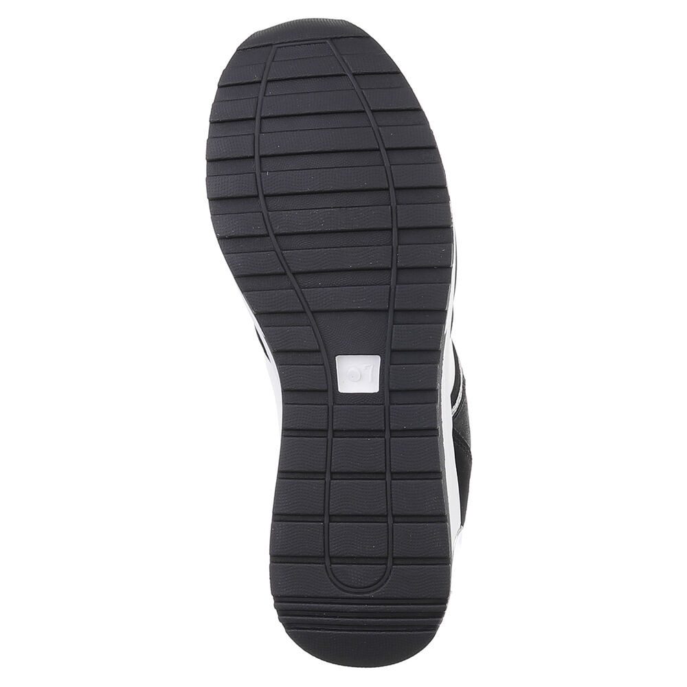 Ital-Design Damen Low-Top Freizeit Sneaker (88671644) Keilabsatz/Wedge Sneakers Low in Schwarz