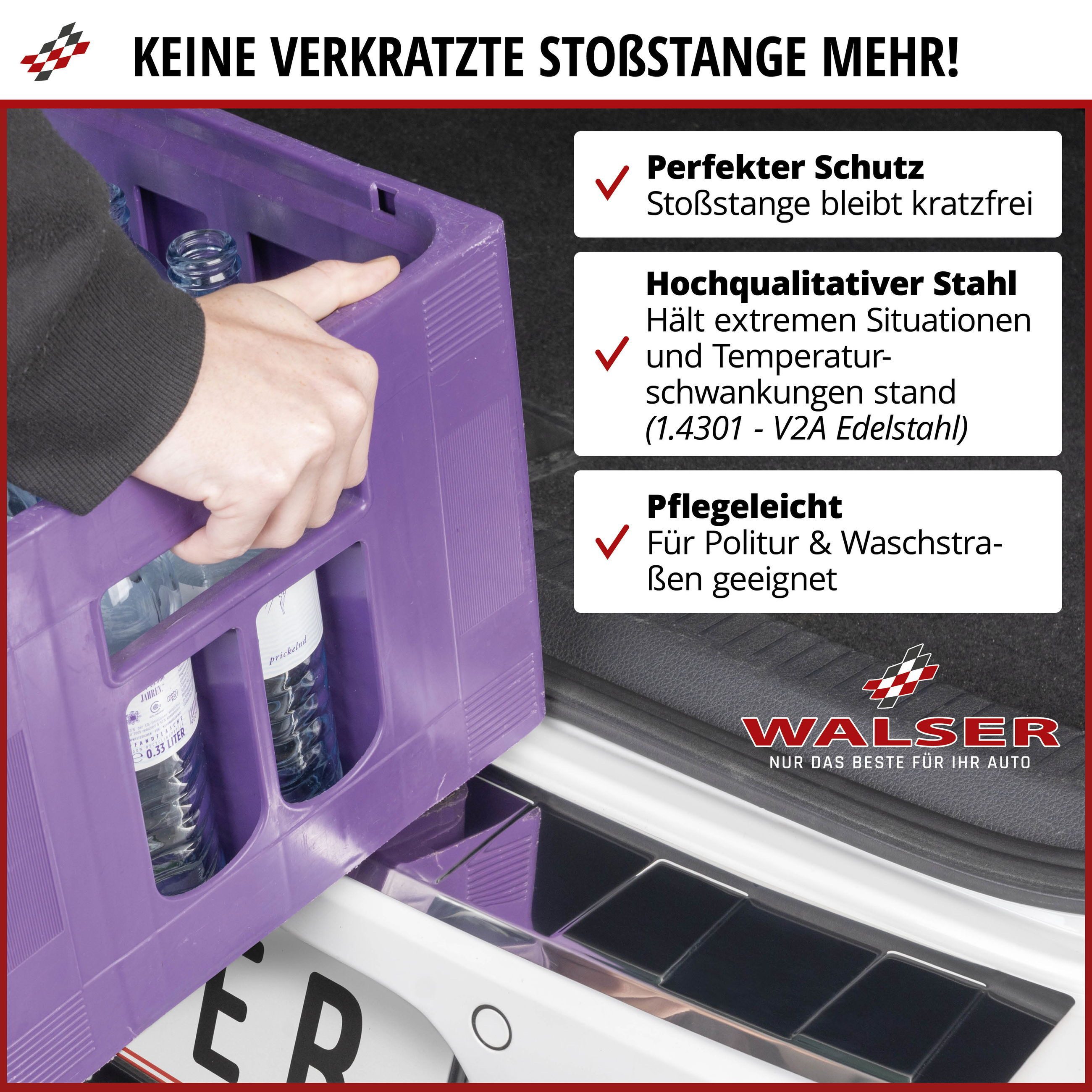 WALSER Auto-Fußmatten PF Ladekantenschutz TRA SHI (1 St), für MERCEDES-BENZ C-KLASSE T-Model (S205) MERCEDES-BENZ C-CLASS T-Model (S205), YB 09/2014-02/2023, C-KLASSE T-Model 09/2014-02/2023, C-KLASSE T-Model 09/2014-