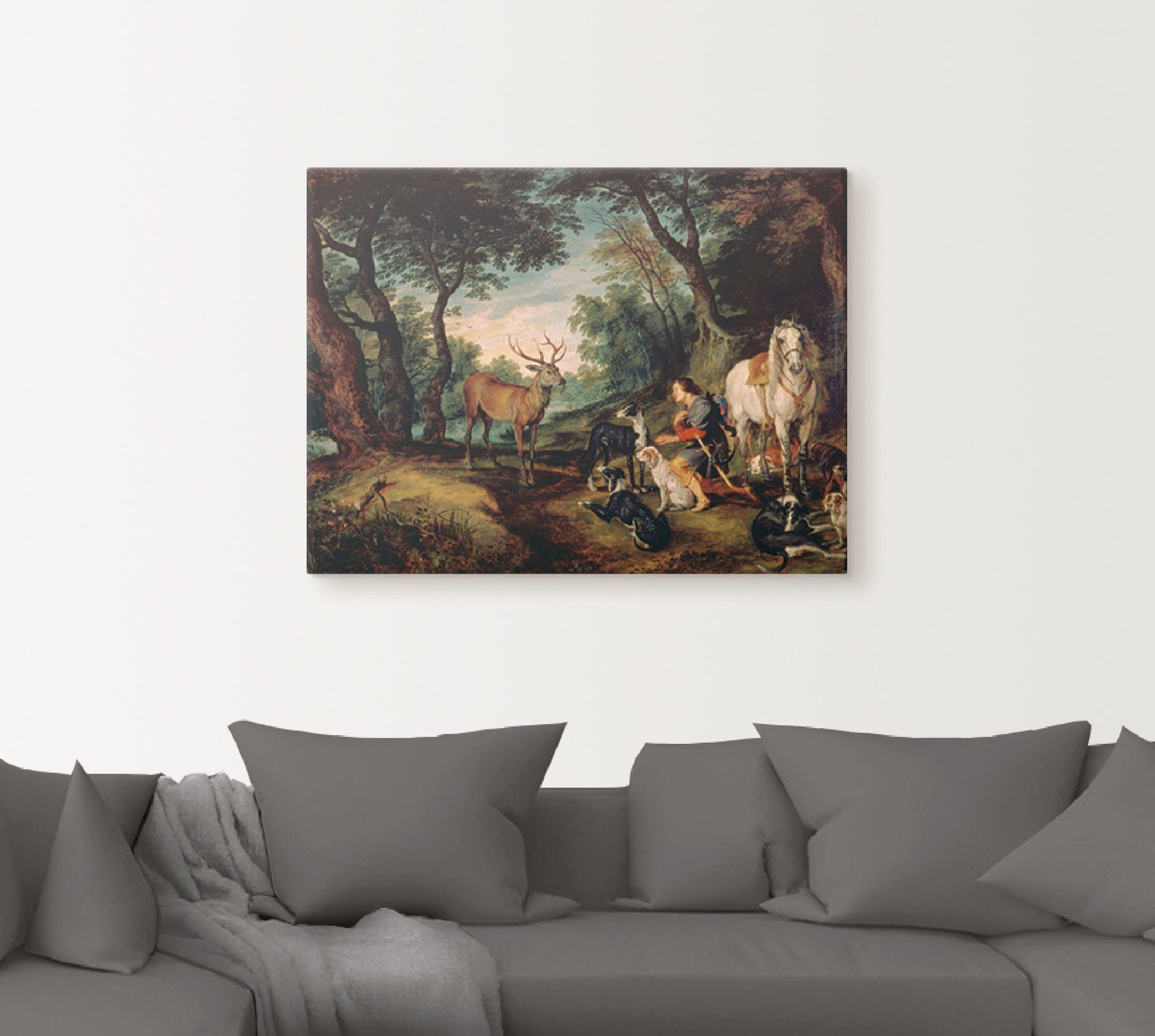 Artland Leinwandbild Der heilige Hubertus., Mann (1 St), auf Holzrahmen gespannt