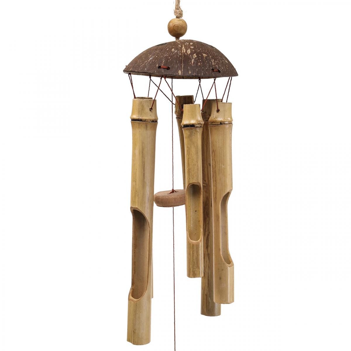 Viana Hängedekoration Windspiel Bambus Klangspiel Deko Balkon Garten Ø10cm H28cm