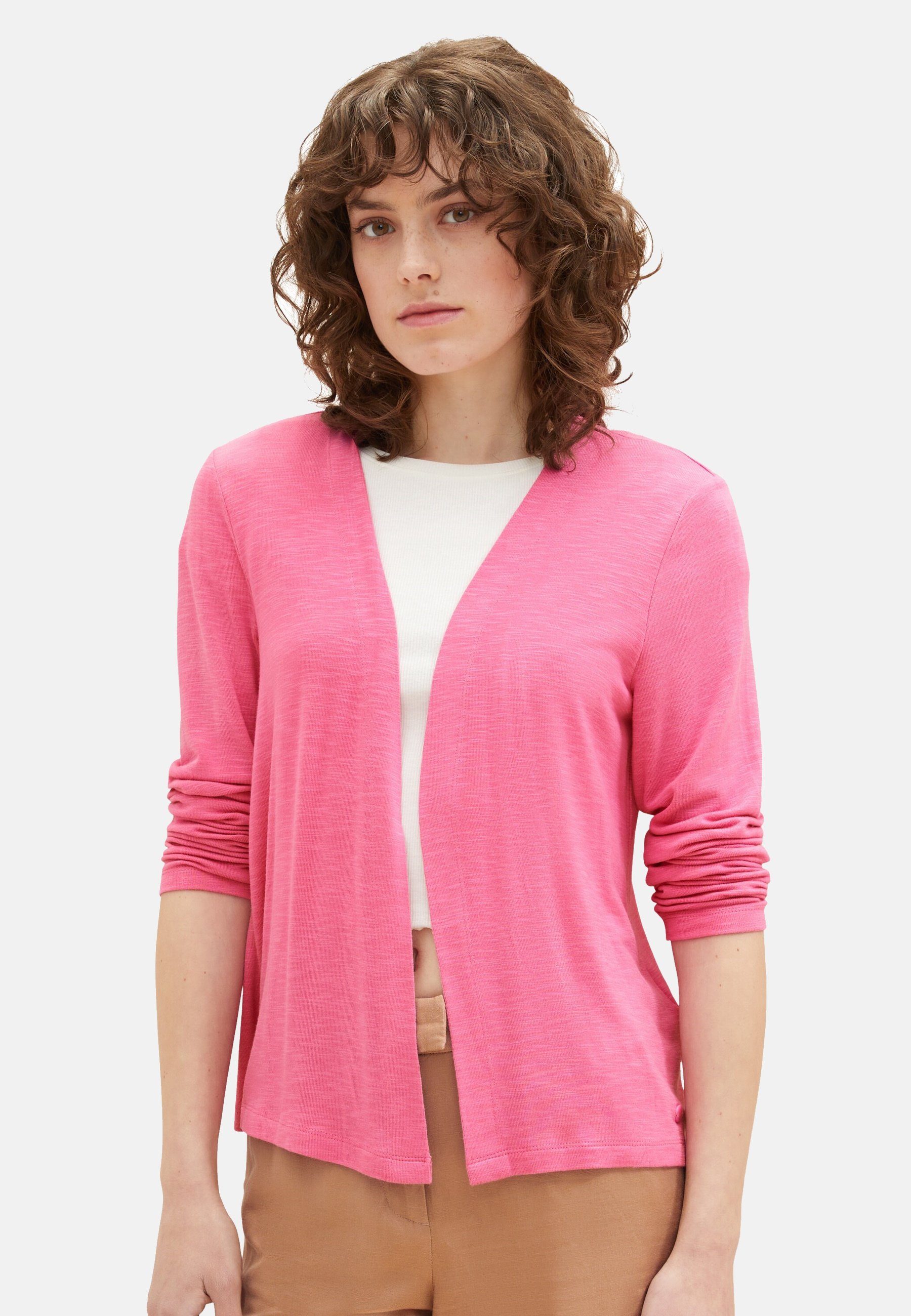 Strickjacke offene Cardigan Strickjacke TAILOR (1-tlg) pink TOM