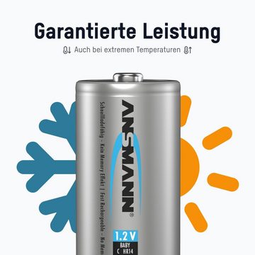 ANSMANN AG Akku C 4500mAh Baby NiMH 1,2V – 1000x wiederaufladbar (6 Stück) Akku 4500 mAh (1.2 V)