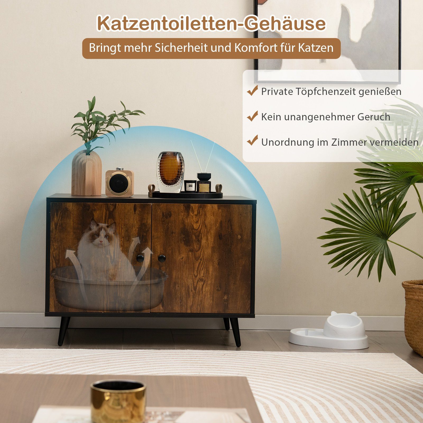 COSTWAY Tierhaus Katzenschrank, Katzenhaus, 2 in 1 Beistelltisch