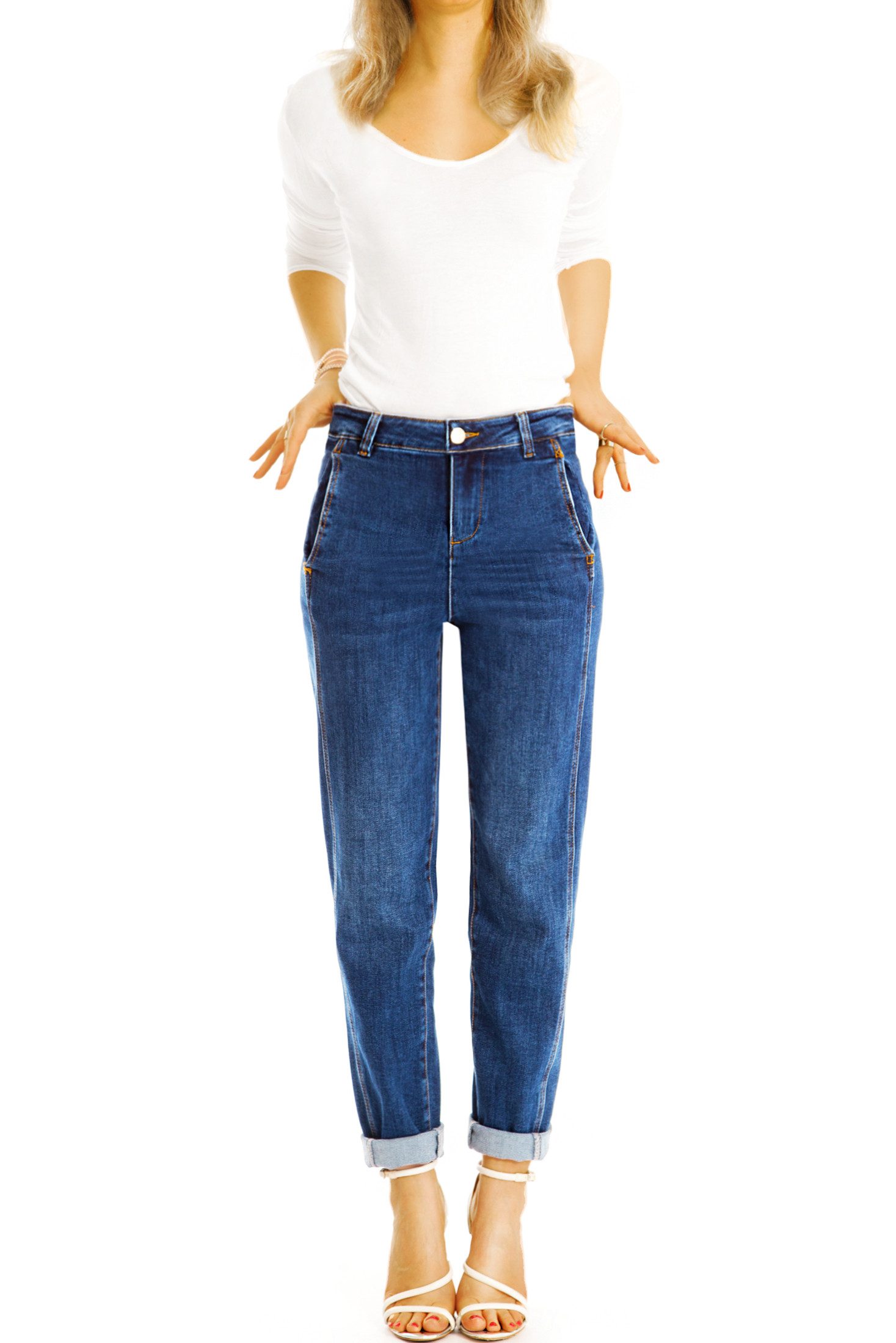 be styled Mom-Jeans Mom fit Jeans Hosen bequeme High waist Stretchjeans - Damen - j40L-2 mit Stretch-Anteil