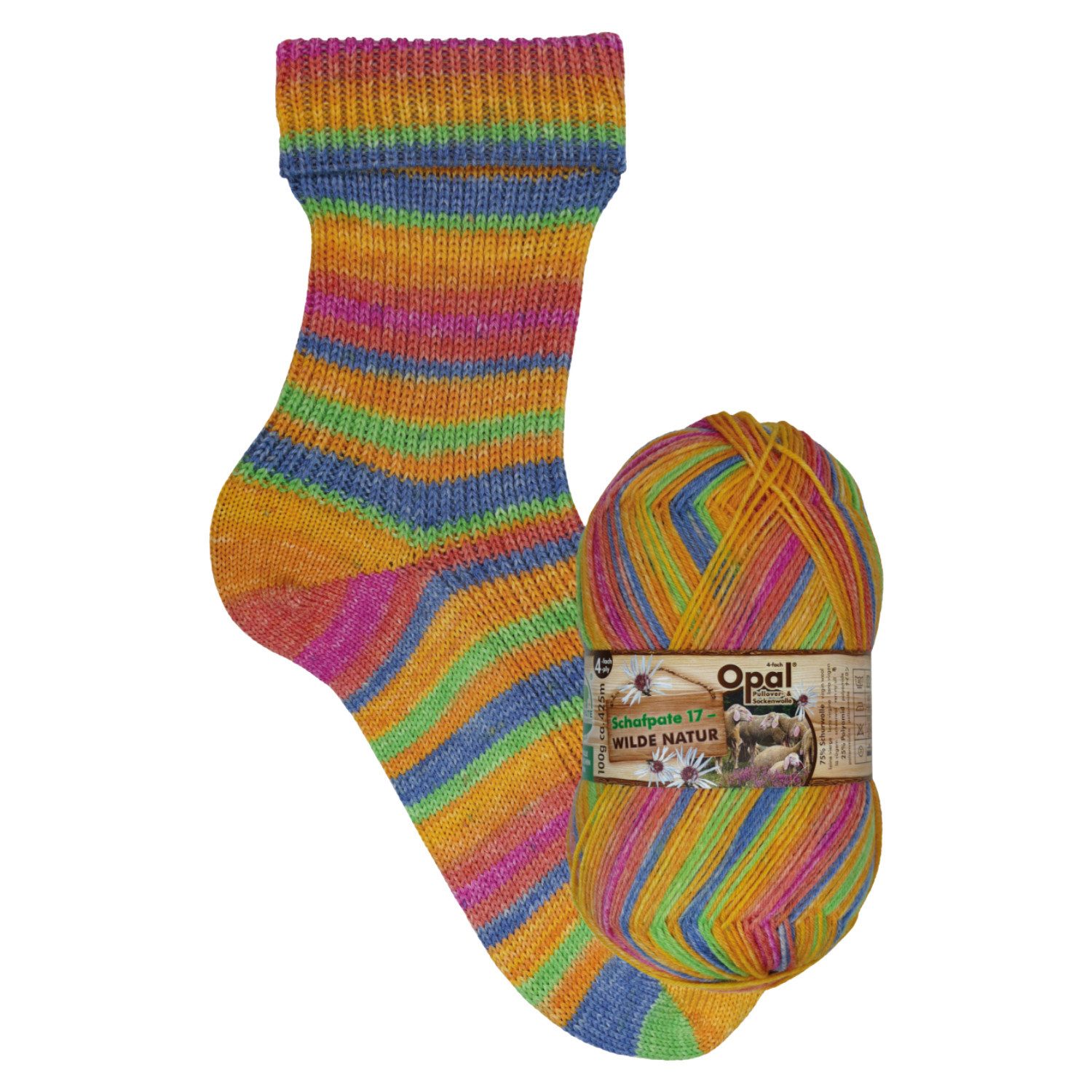 Opal SCHAFPATE 17 Wilde Natur Sockenwolle Häkelwolle, 425 m (4-fach Pullover- und Sockenwolle), 100 g