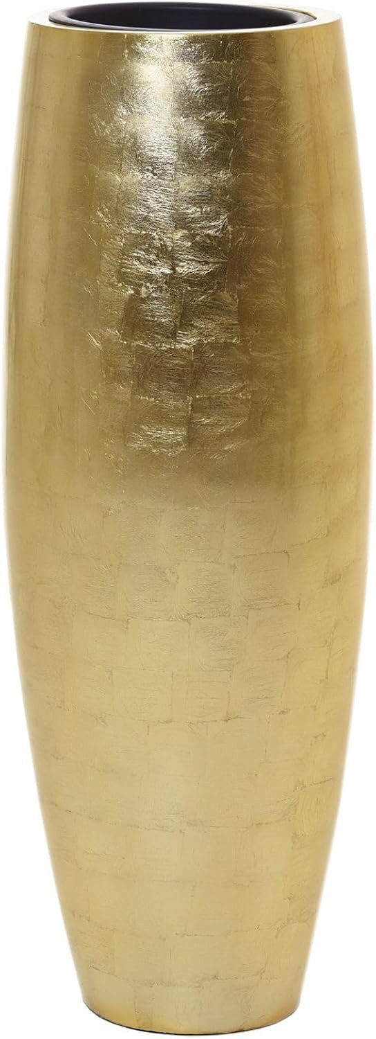 VIVANNO Bodenvase Fiberglas MAGNUM Rund - Gold Blattoptik Hochglanz (1 St), günstig online kaufen
